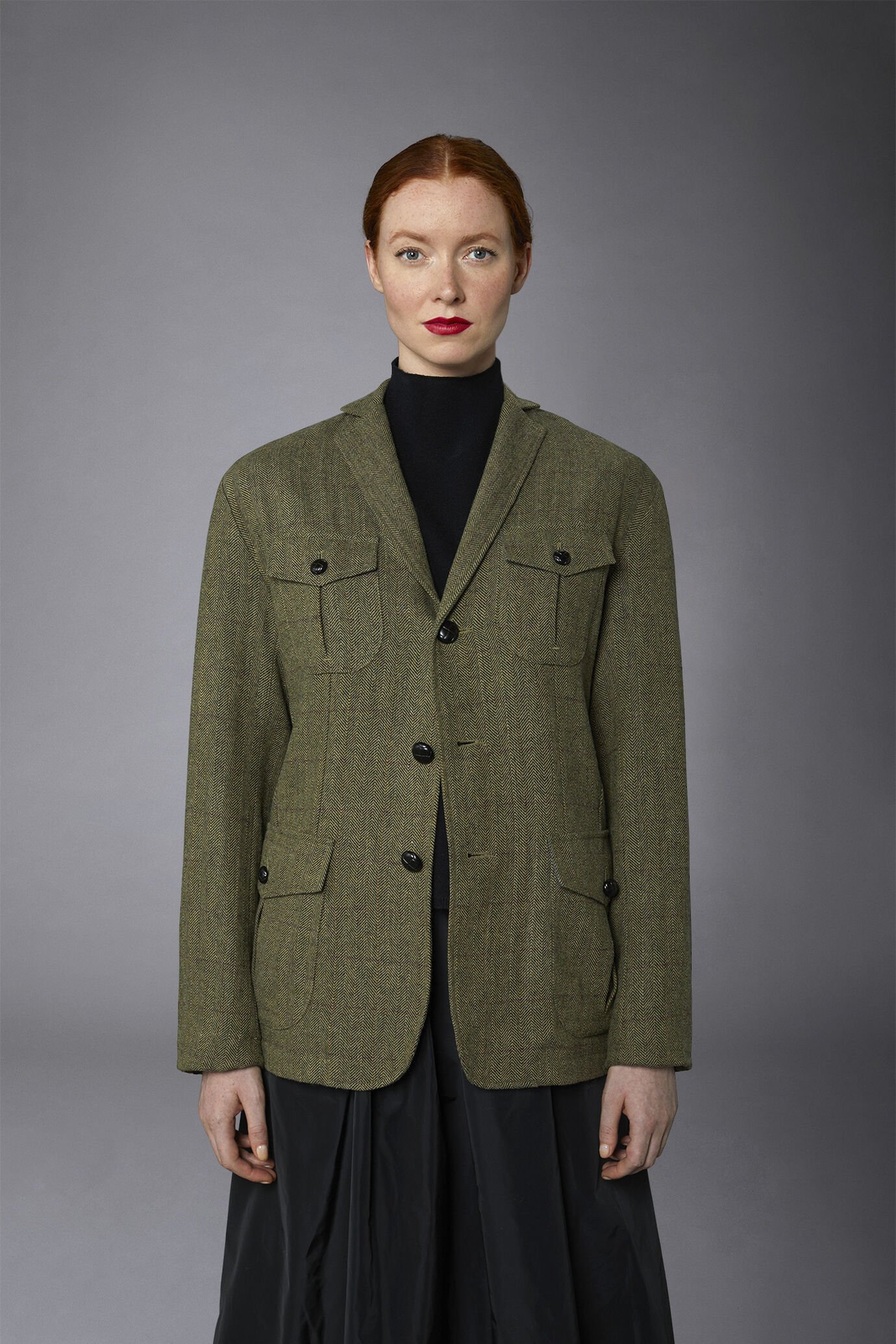 Field jacket genderless misto lana con disegno a spina di pesce regular fit image number 6