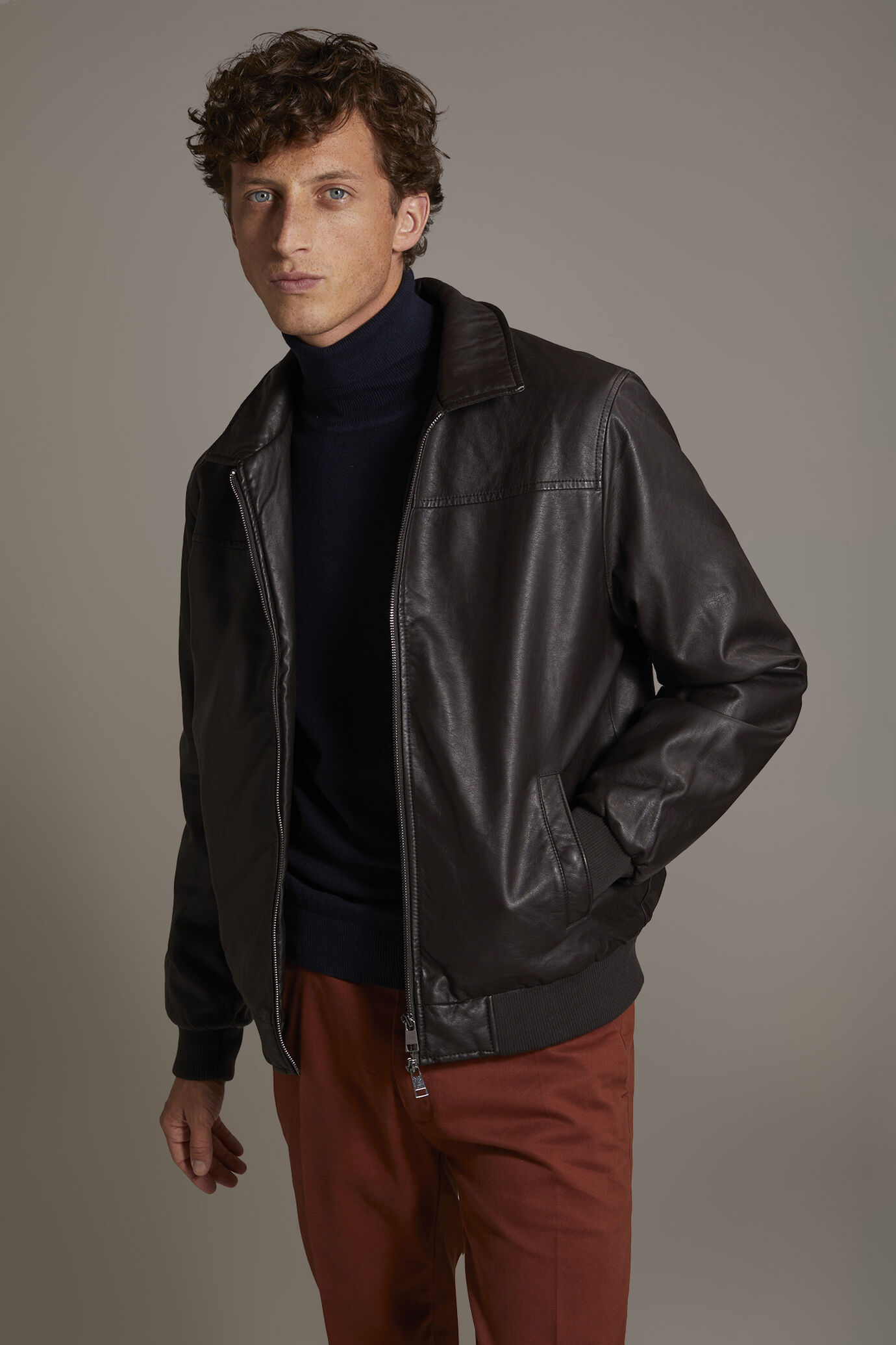 Padded eco leather jkt image number 1