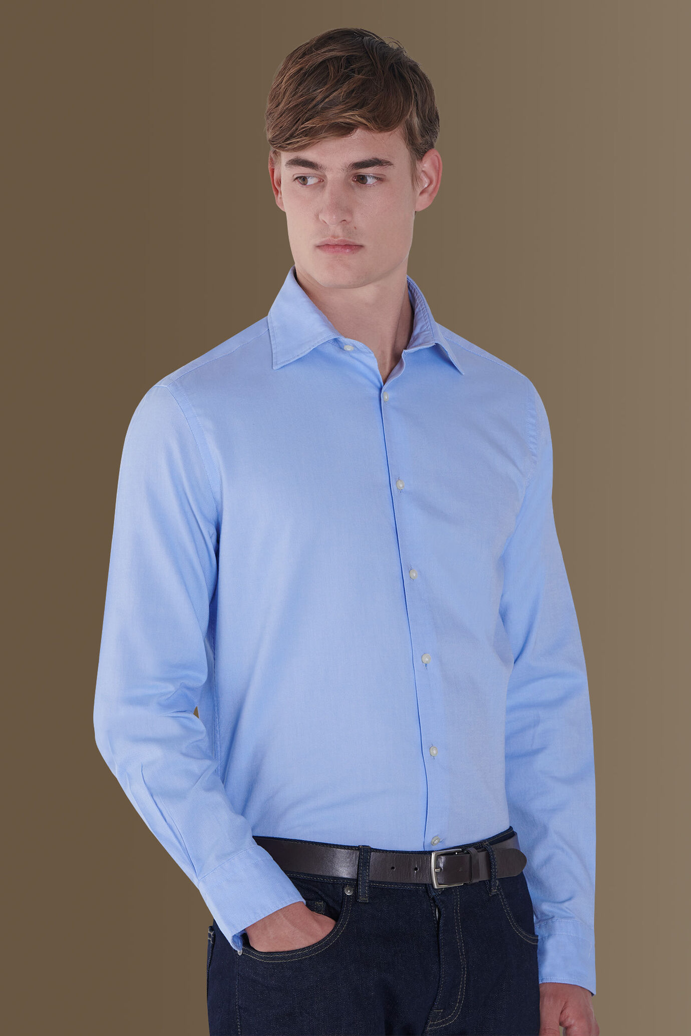 Camicia classica lavata uomo 100% cotone collo francese superlight oxford image number 2