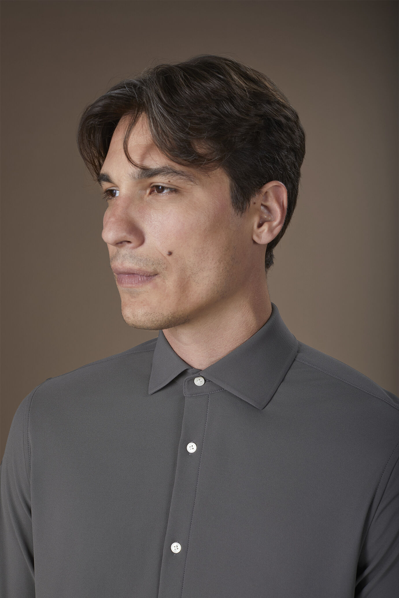 Camicia uomo stretch con collo classico in tessuto Oxford no-stiro image number 2