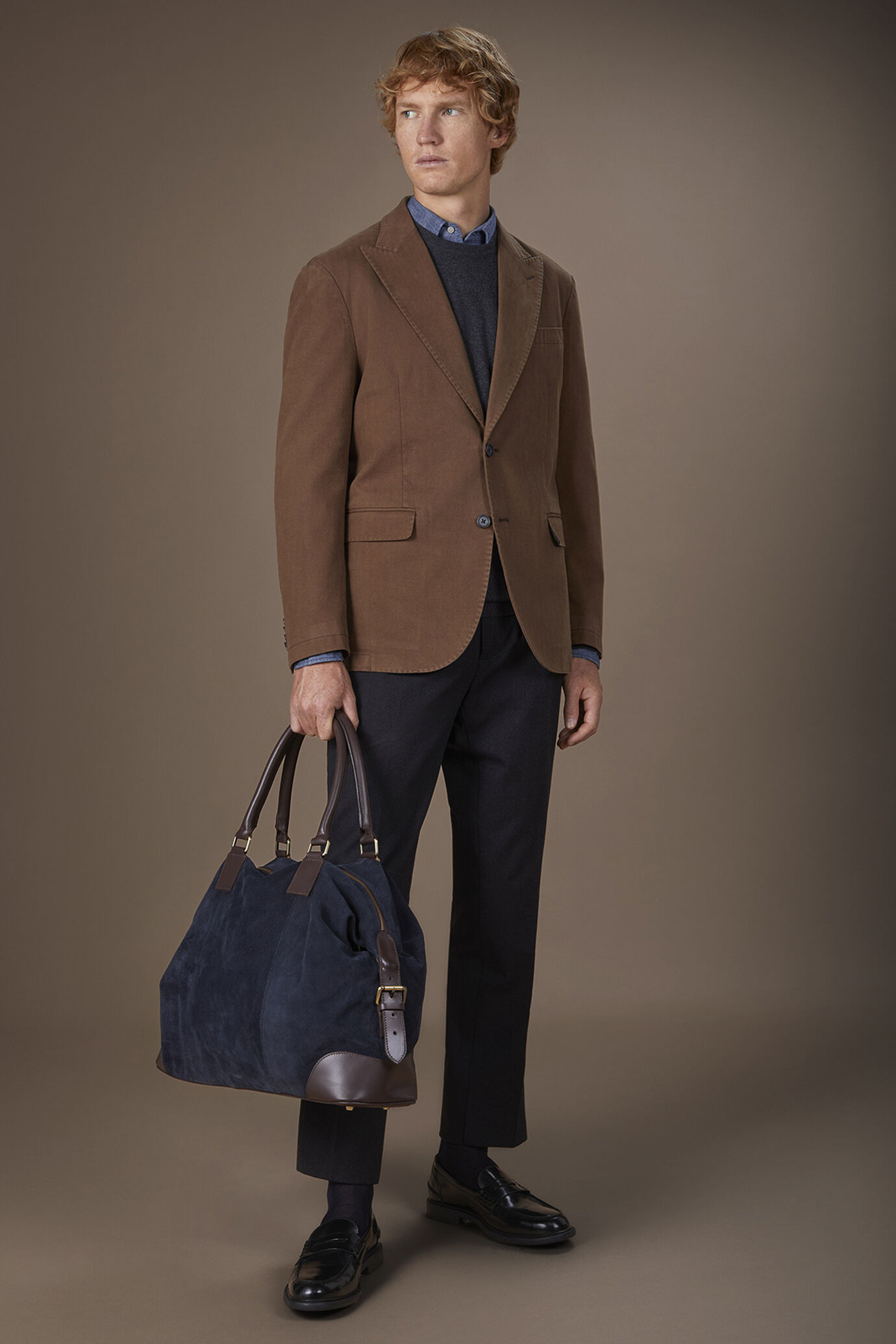 Single-breasted garment-dyed men’s jacket with peak lapel, regular fit image number 0