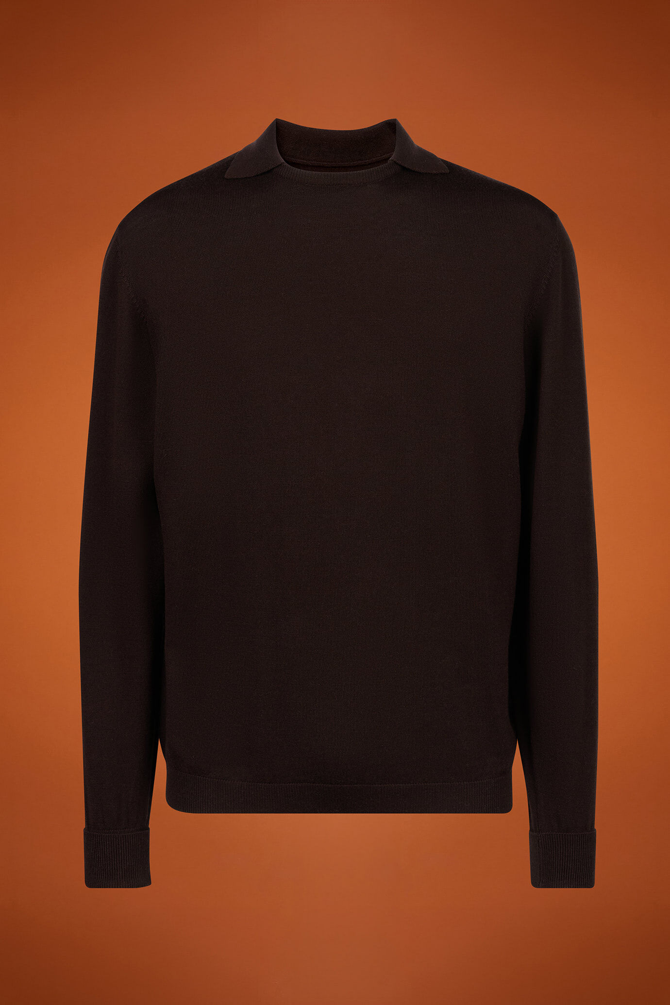 Herren-Pullover mit Rundhalsausschnitt und Polokragen aus 100 % extrafeine Merinowolle in normaler Passform image number 4