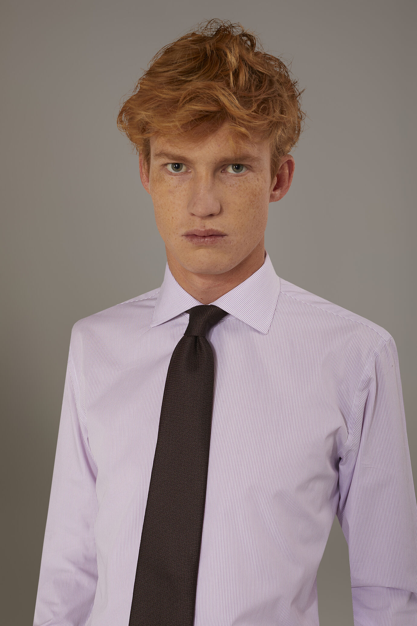 Classic shirt with french collar slim fit yarn dyed thin stripes image number 1