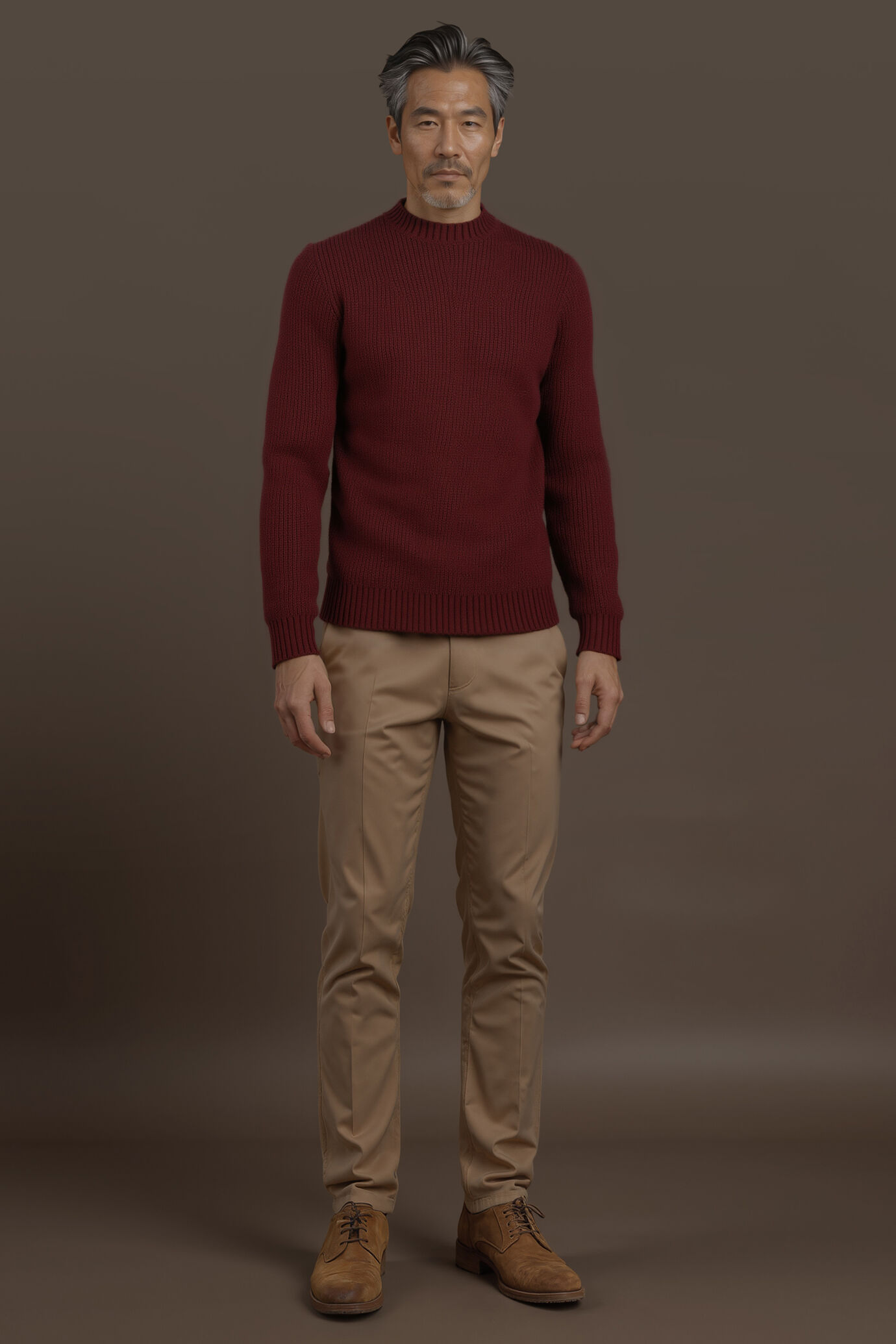 Herrenpullover mit rundem Halsausschnitt und englischer Rippe reguläre Passform image number 0