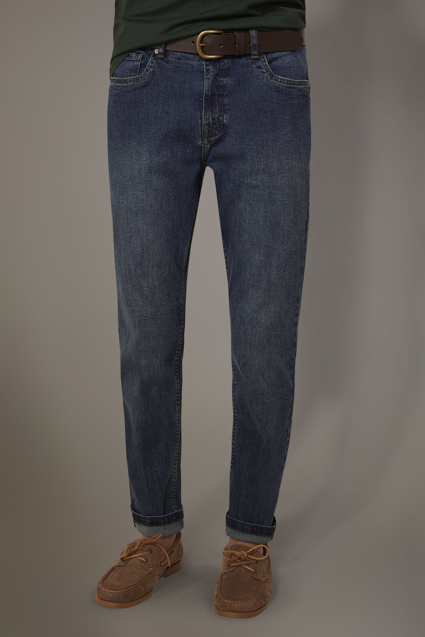 Jeans 5 pockets regular fit denim fabric image number 2