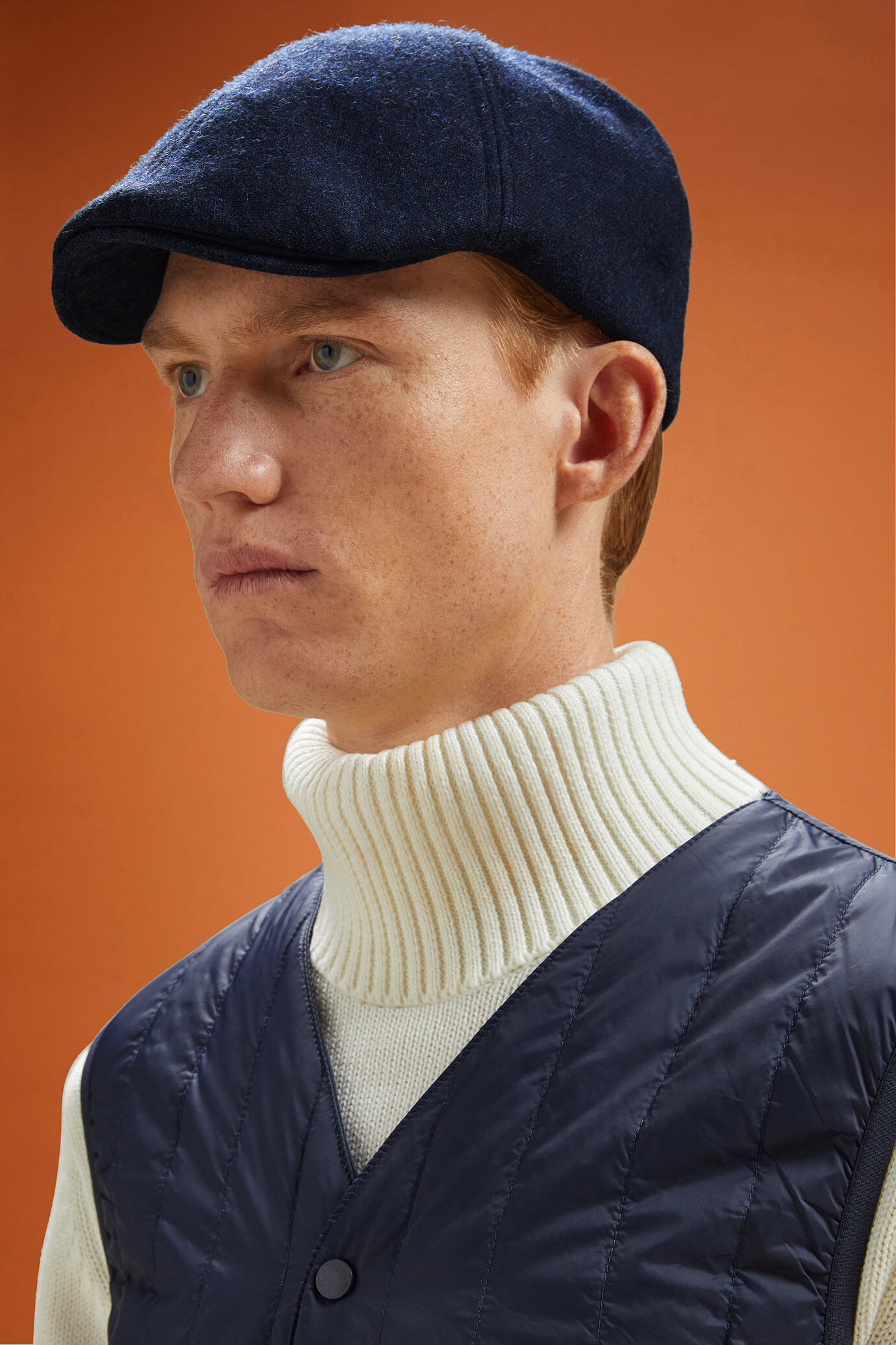 Casquette plate pour homme en tweed Wool Blend