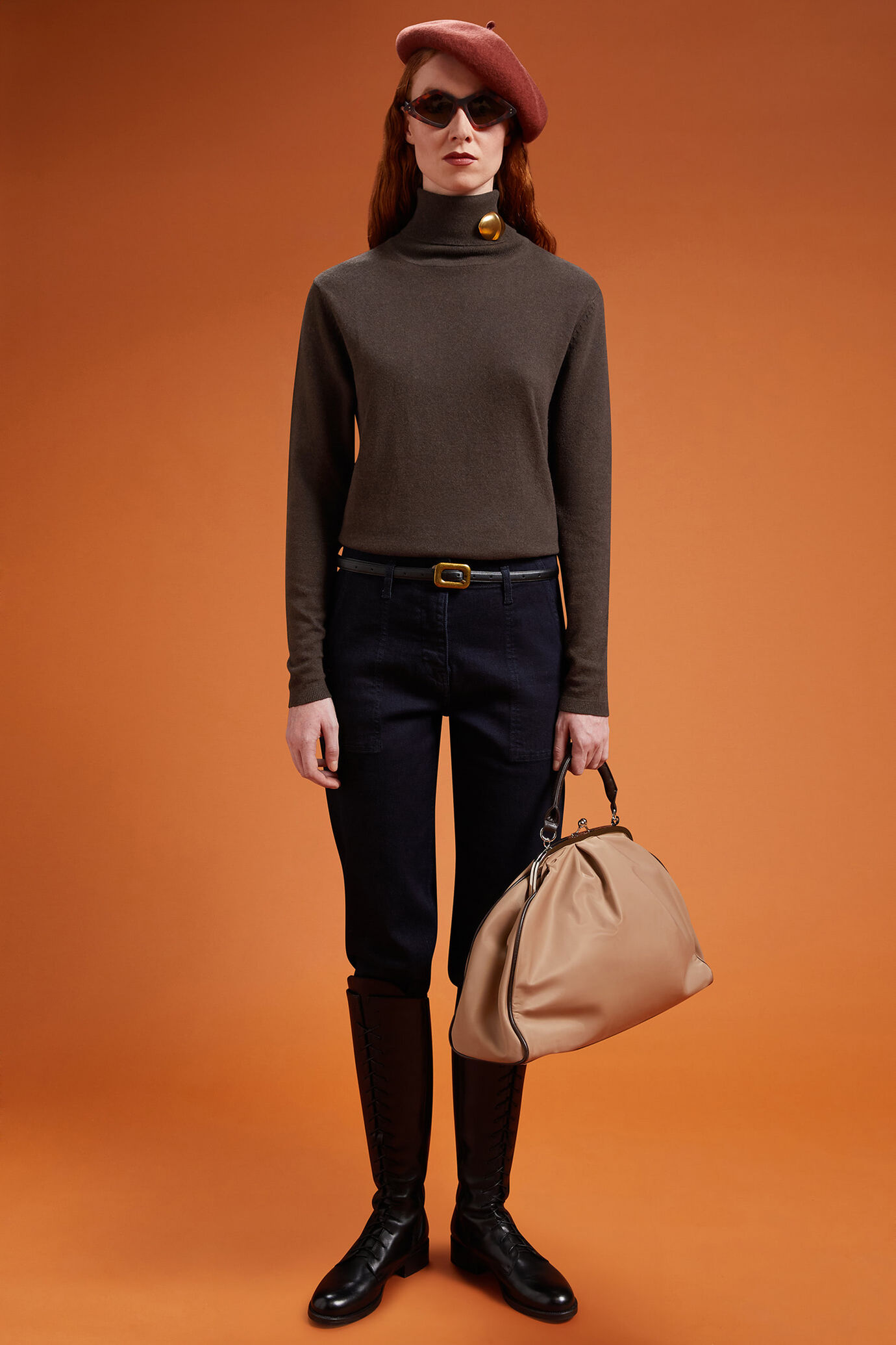 Pull col montant pour femme, coupe classique, en laine et cachemire image number 2