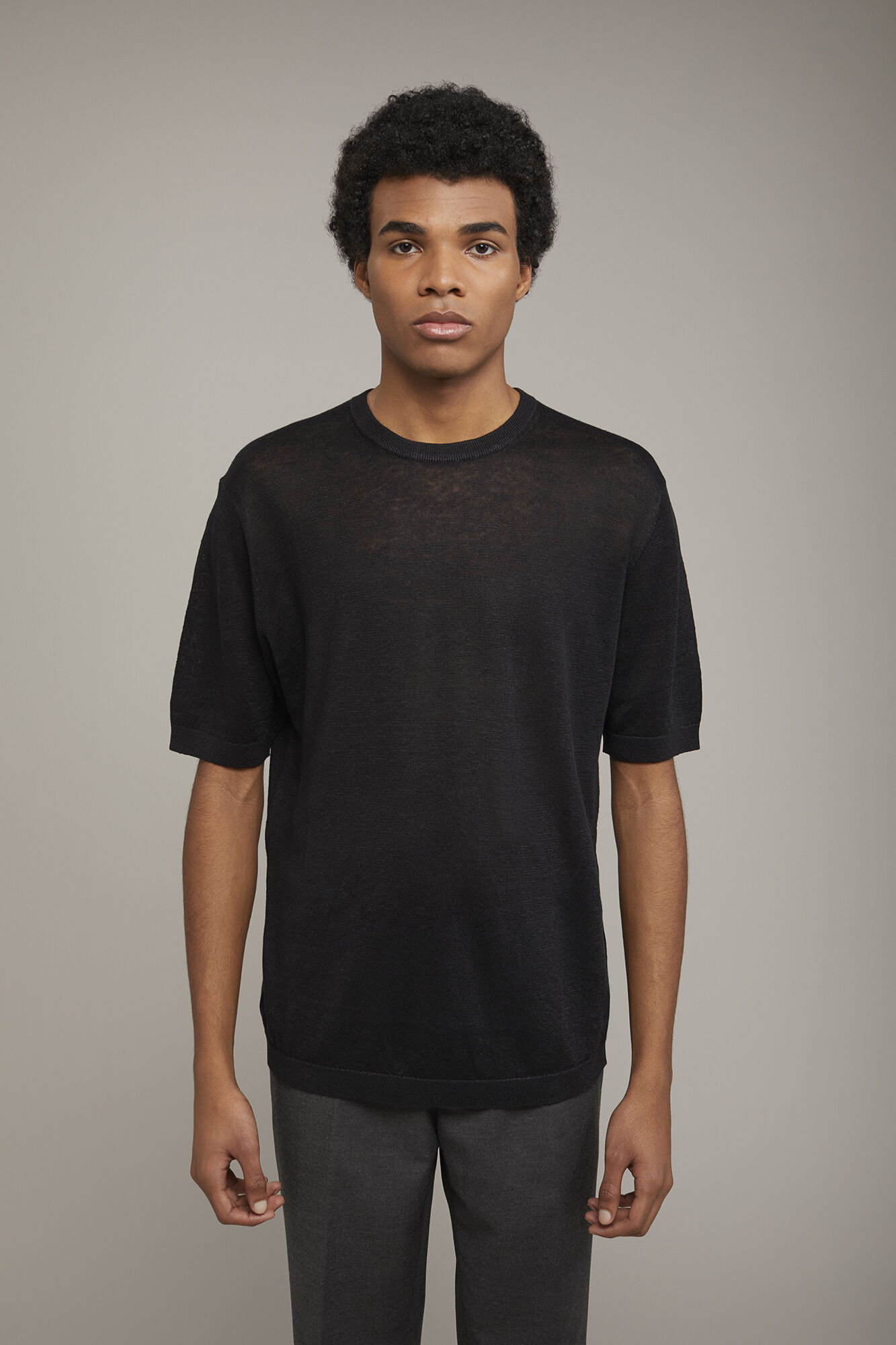T shirt uomo in maglia 100 lino con manica corta regular fit Doppelganger Maglie Uomo Online