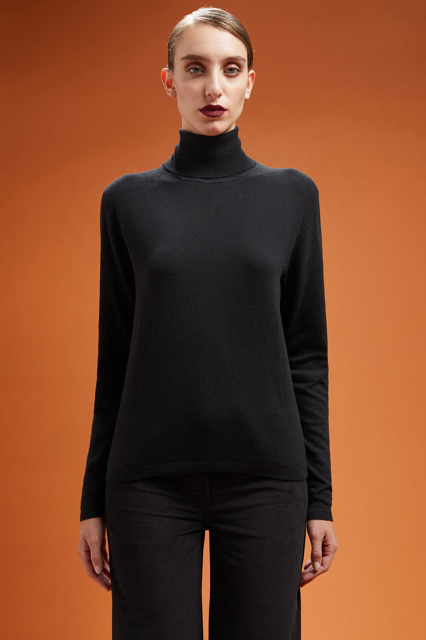 Women's regular fit high neck jumper in a blend of wool and cashmere image number 0