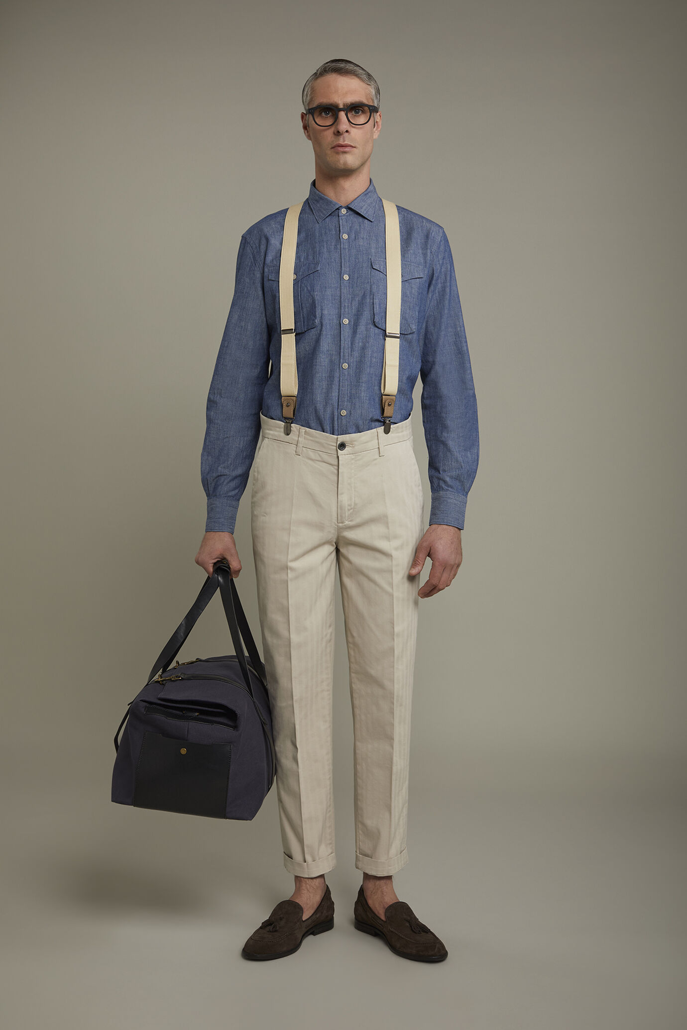 Men’s casual shirt classic collar 100% cotton denim fabric comfort fit