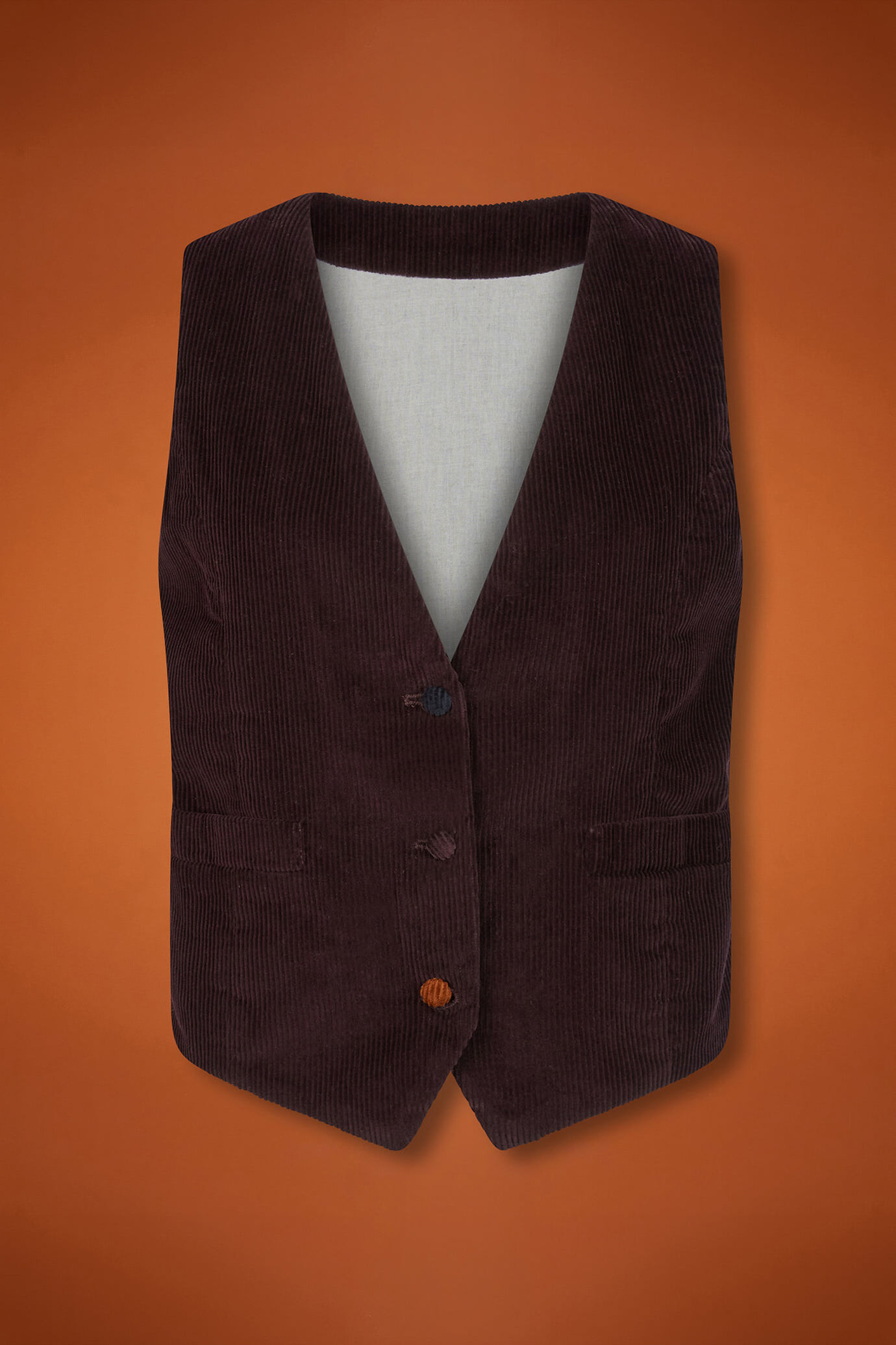 Gilet donna 100% cotone di velluto rigato regular fit image number 4