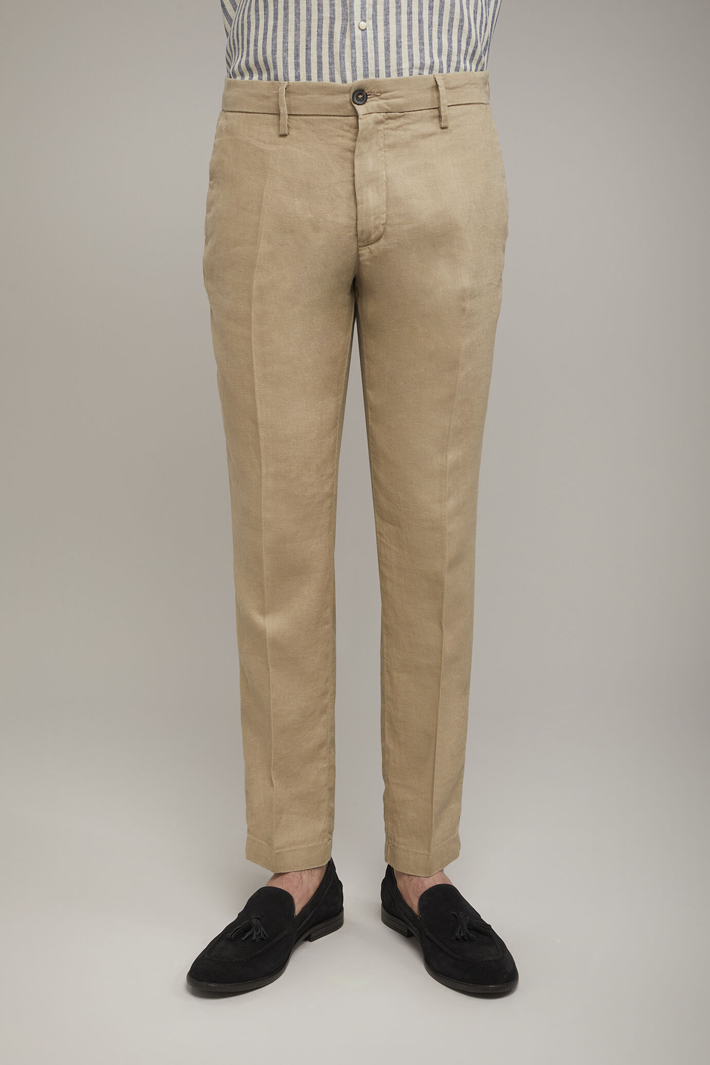 Regular fit Chino trousers 100% linen image number 3