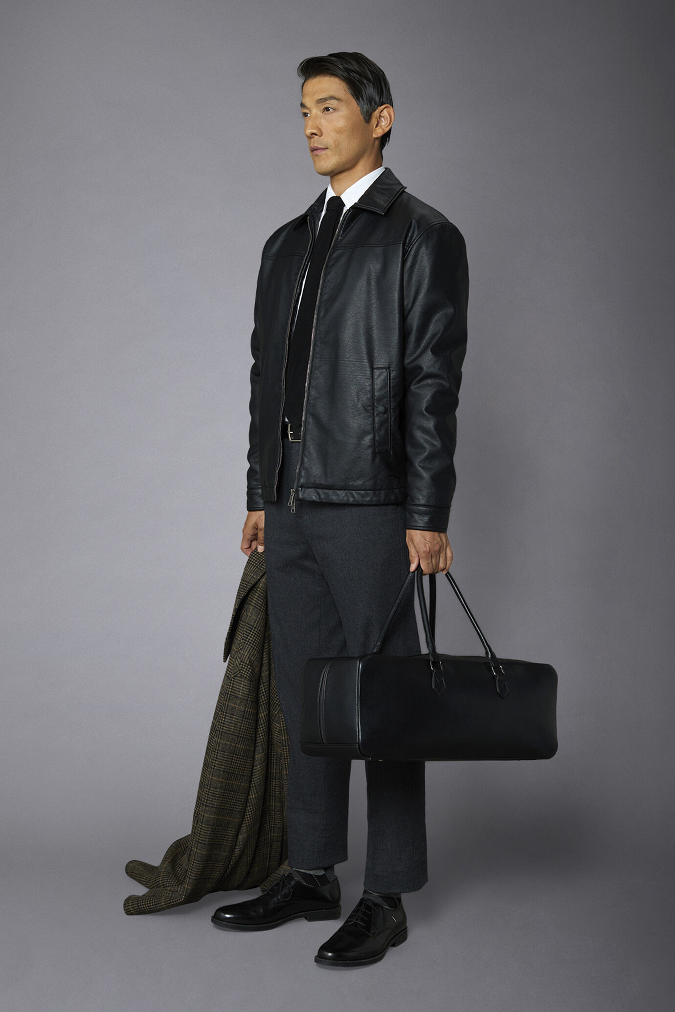 Giacca uomo in ecopelle con chiusura con zip comfort fit image number 1