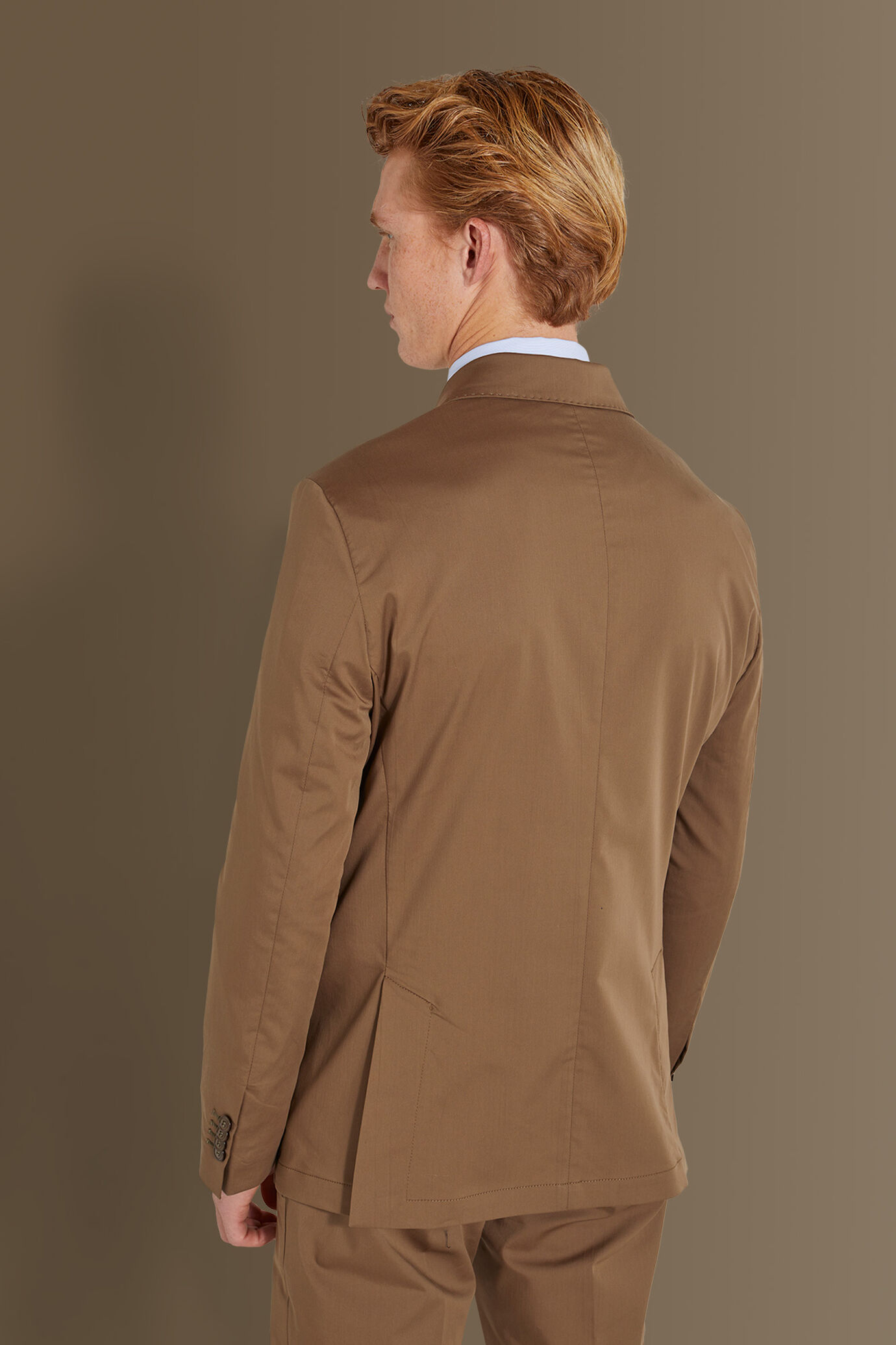 Single breasted suit flat trousers cotton blend fabric solid colour made in italy image number 4