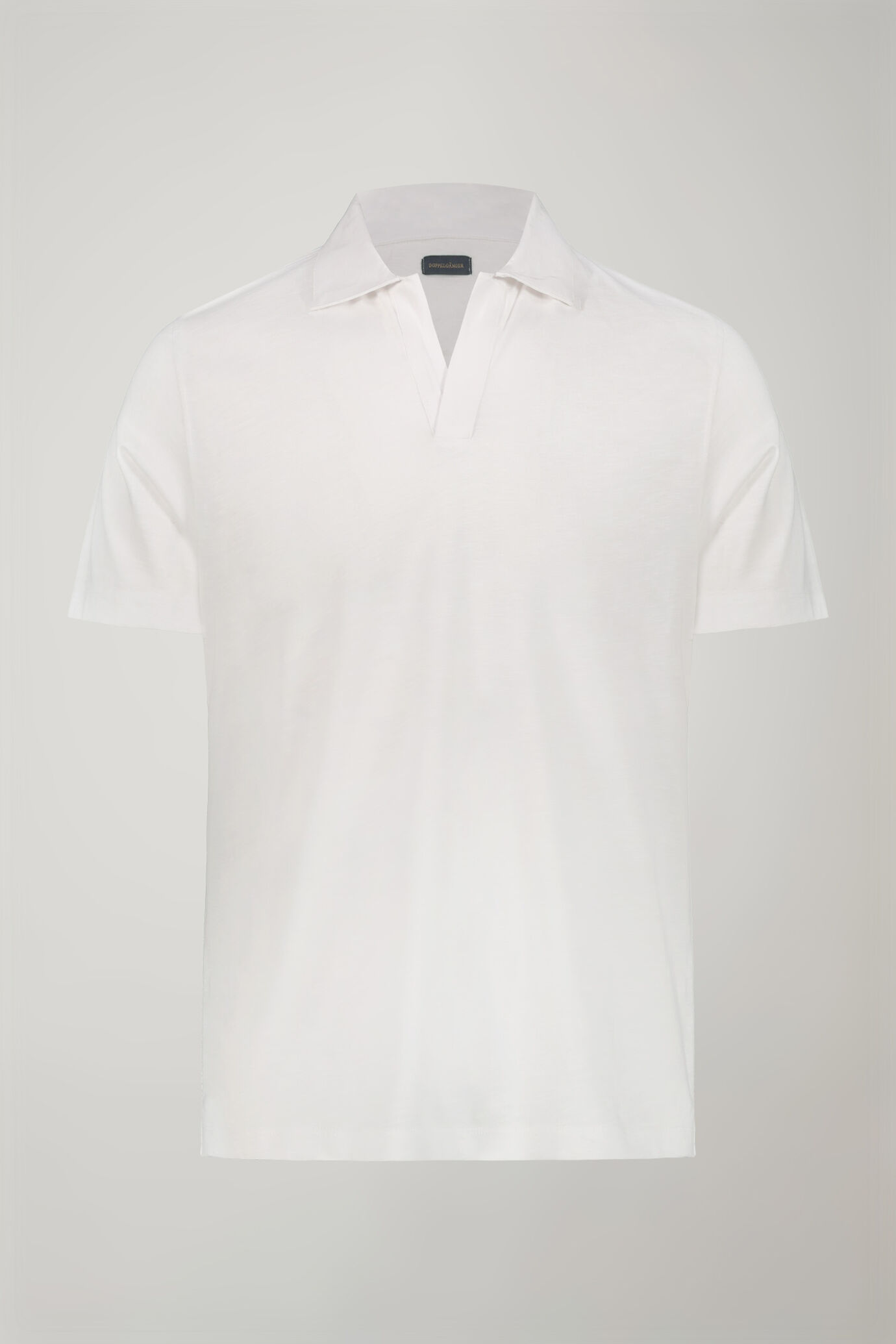 Men’s short sleeve button-less polo shirt with derby collar in pure cotton regular fit image number 4