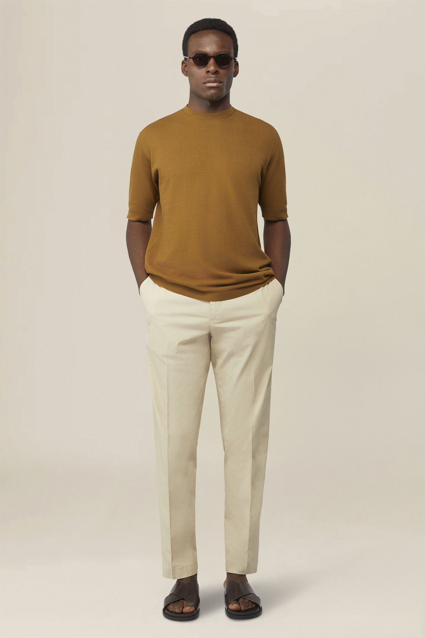 T-shirt uomo a maglia in 100% cotone crepe image number 1