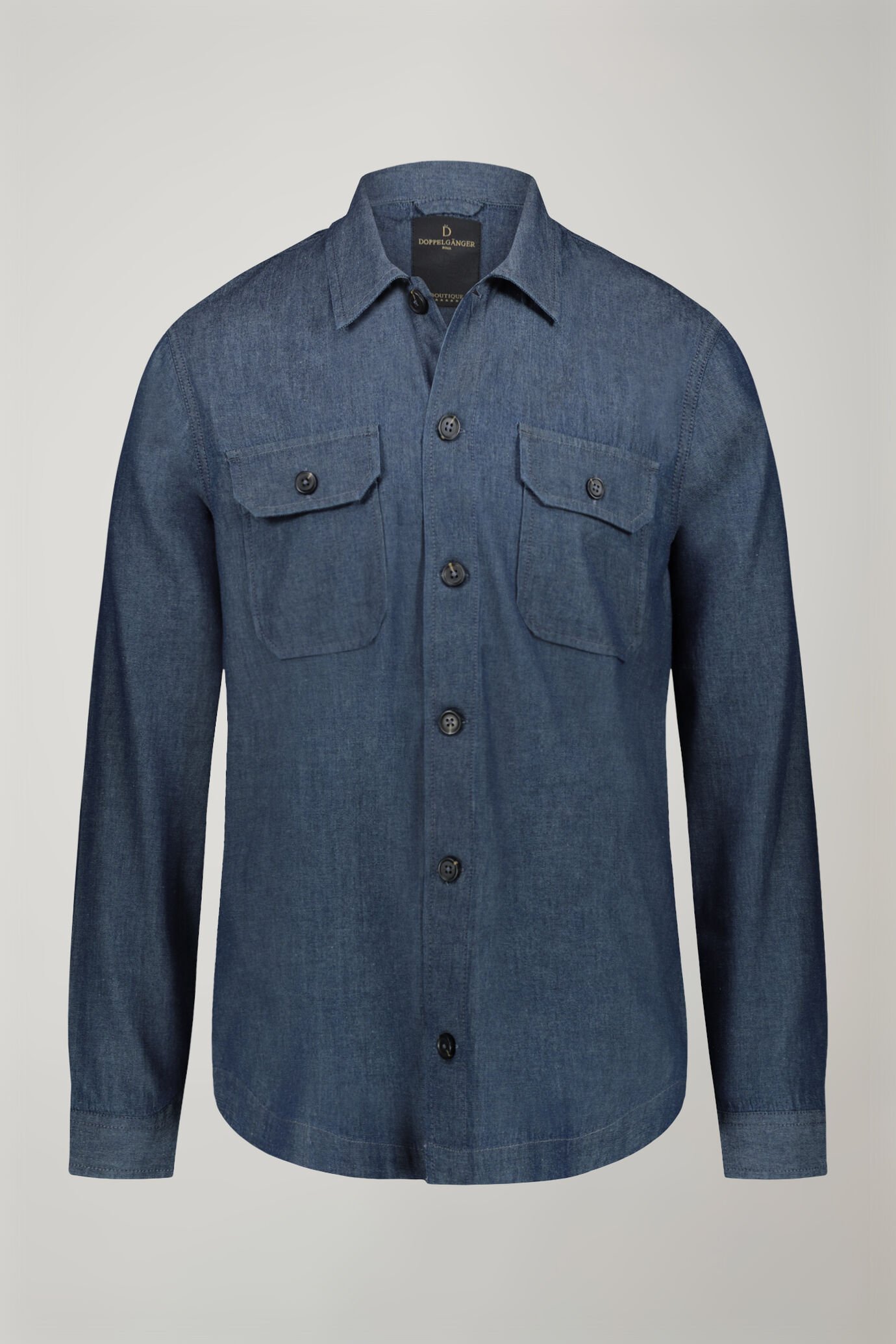 Overshirt uomo in twill elasticizzato collo francese image number 0