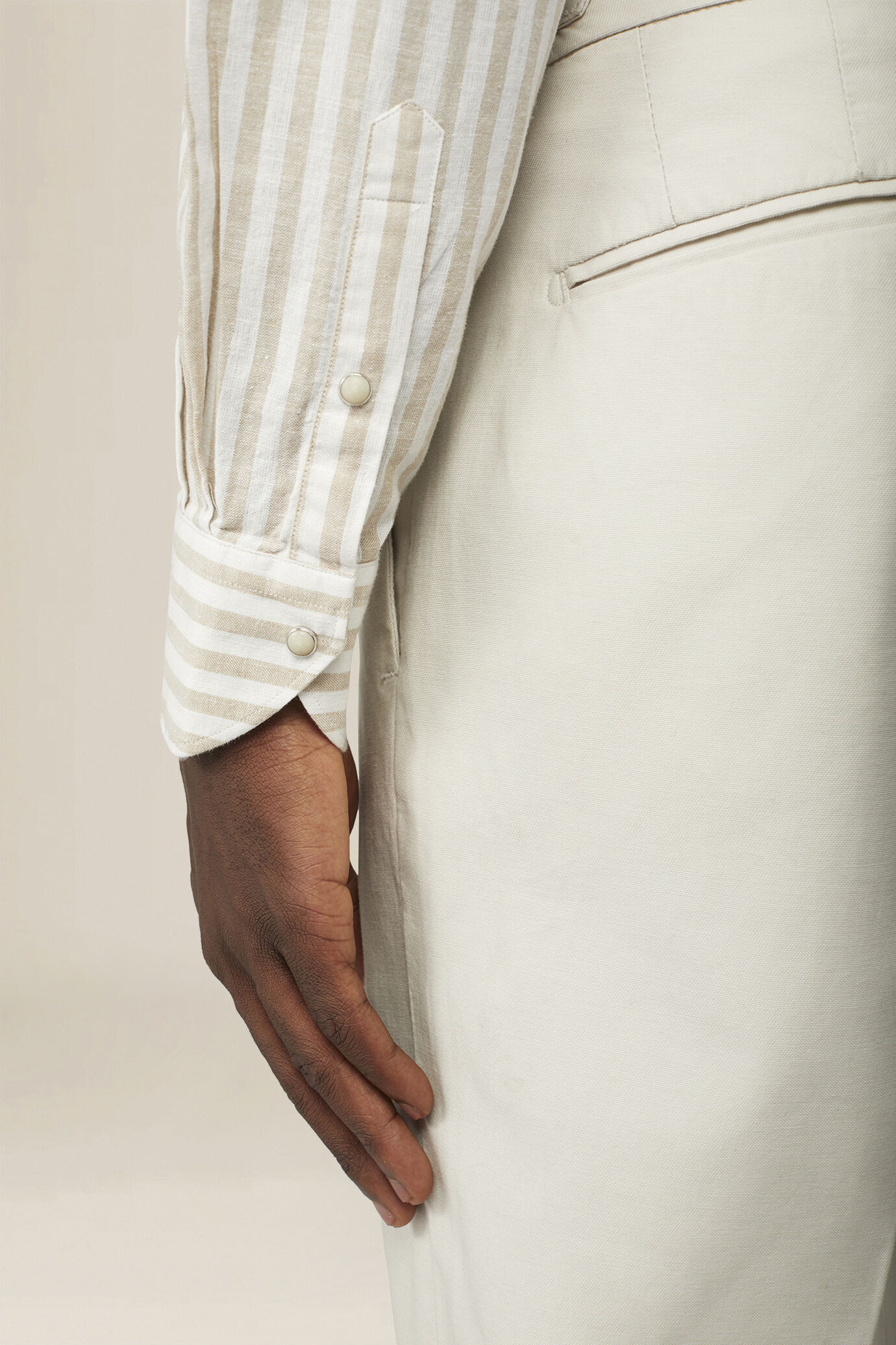 Camicia uomo misto lino cotone righe larghe image number 3