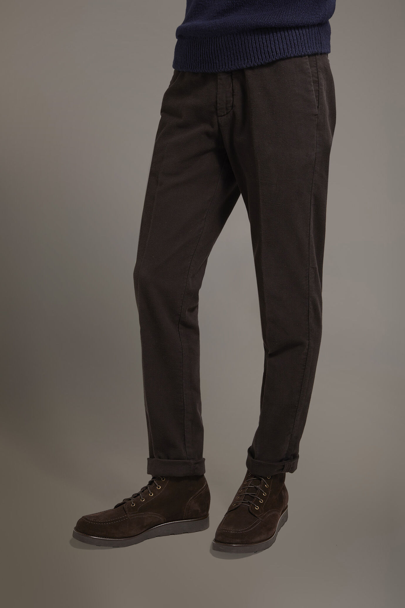 Regular fit chino trousers in moleskin fabric image number 2