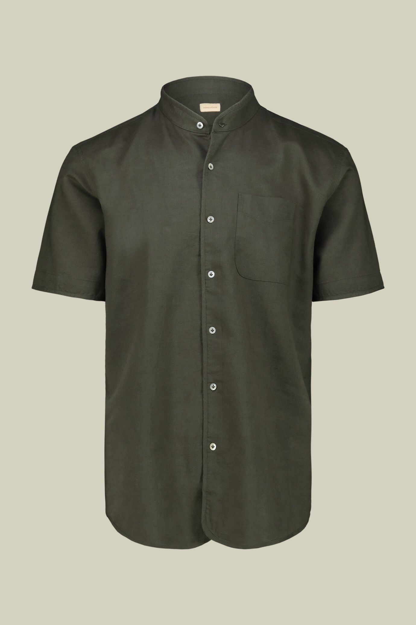 Camicia uomo casual collo alla coreana tessuto in lino e cotone lavato image number 4