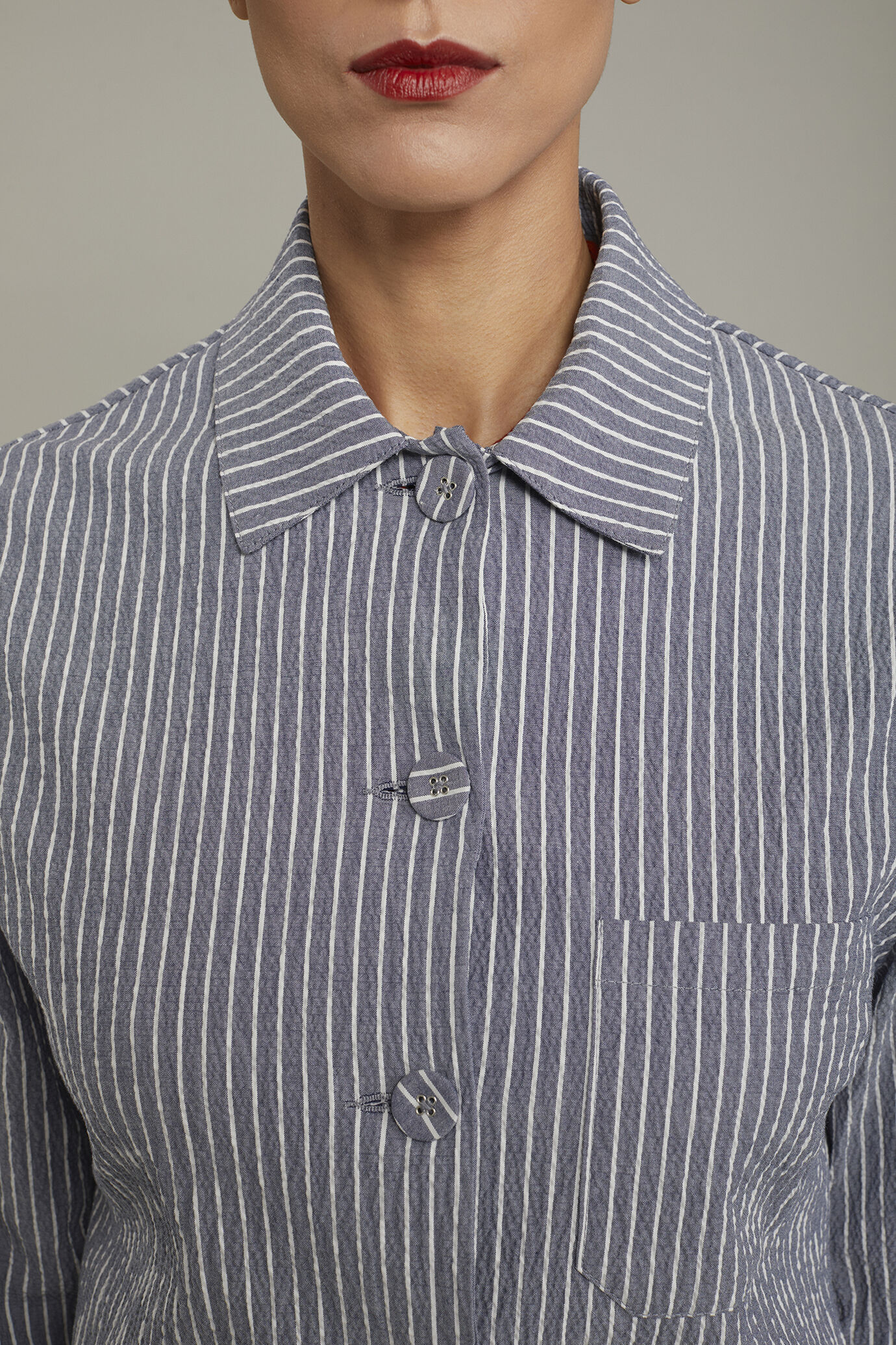 Women’s pinstripe blazer in stretch cotton regular fit image number 3