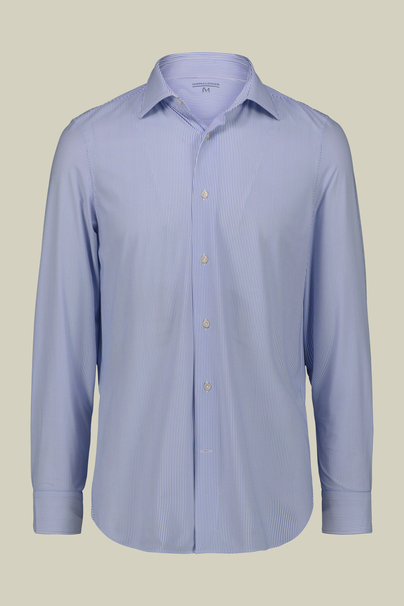 Camicia da uomo con colletto classico a righe in tessuto di nylon elasticizzato con costruzione twill image number 4