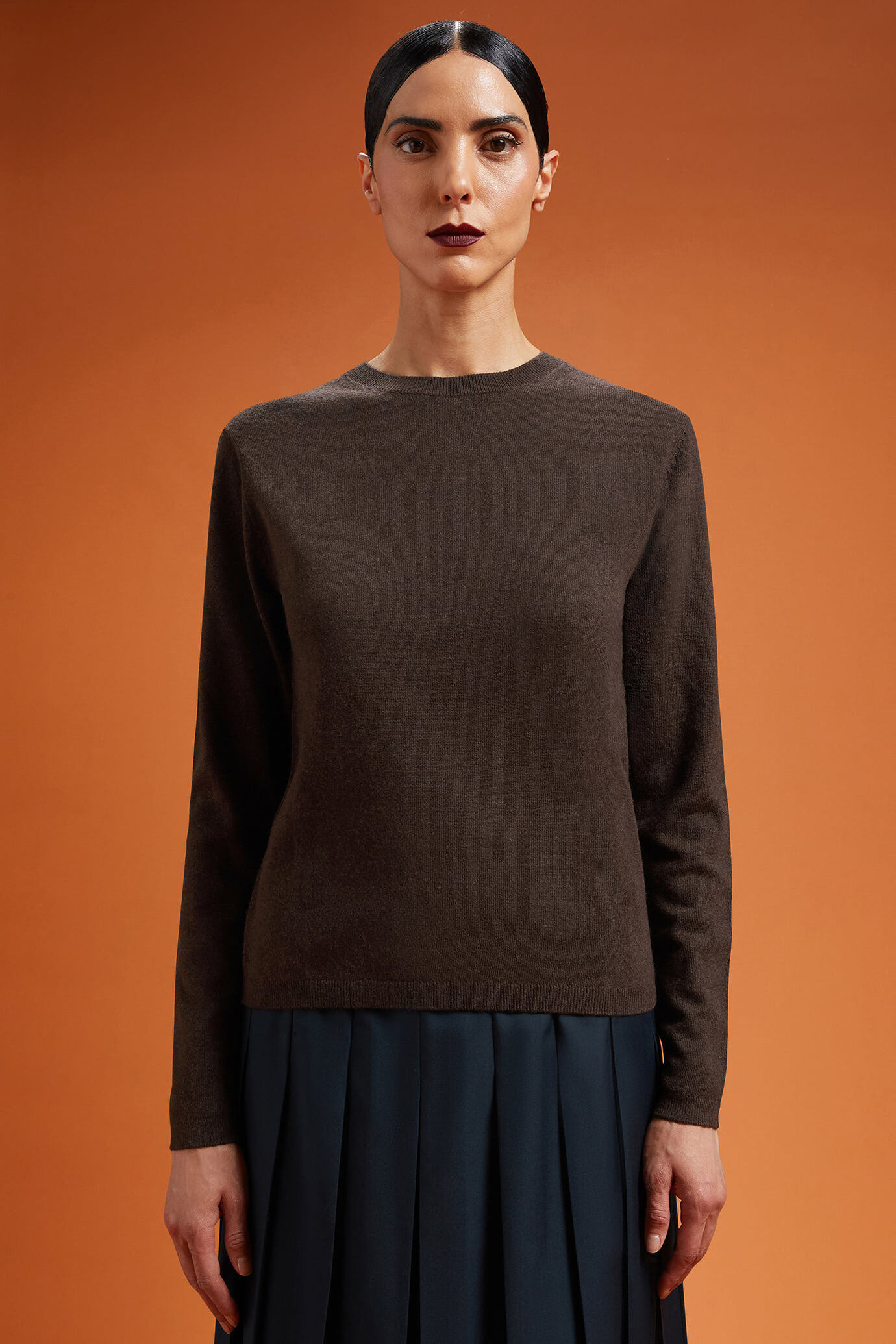 Women's regular fit crew neck jumper in a blend of wool and cashmere image number 0