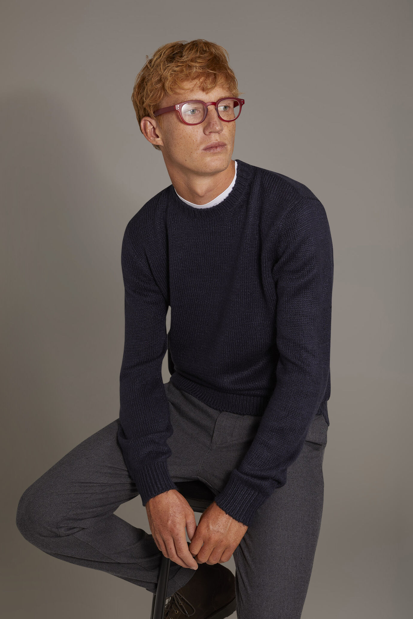 Round neck wool blend sweater image number 0