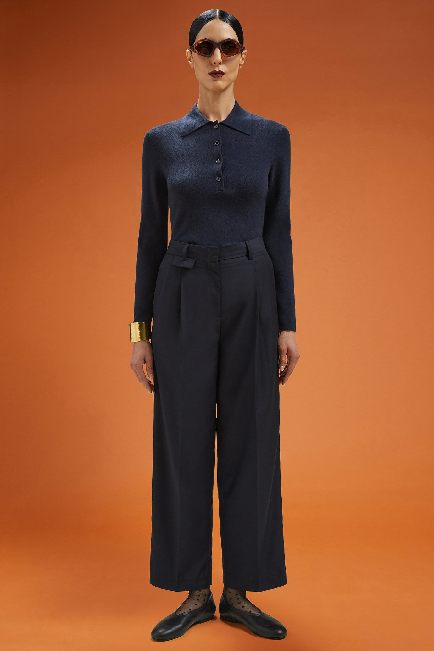 Polo donna a manica lunga regular fit image number 2