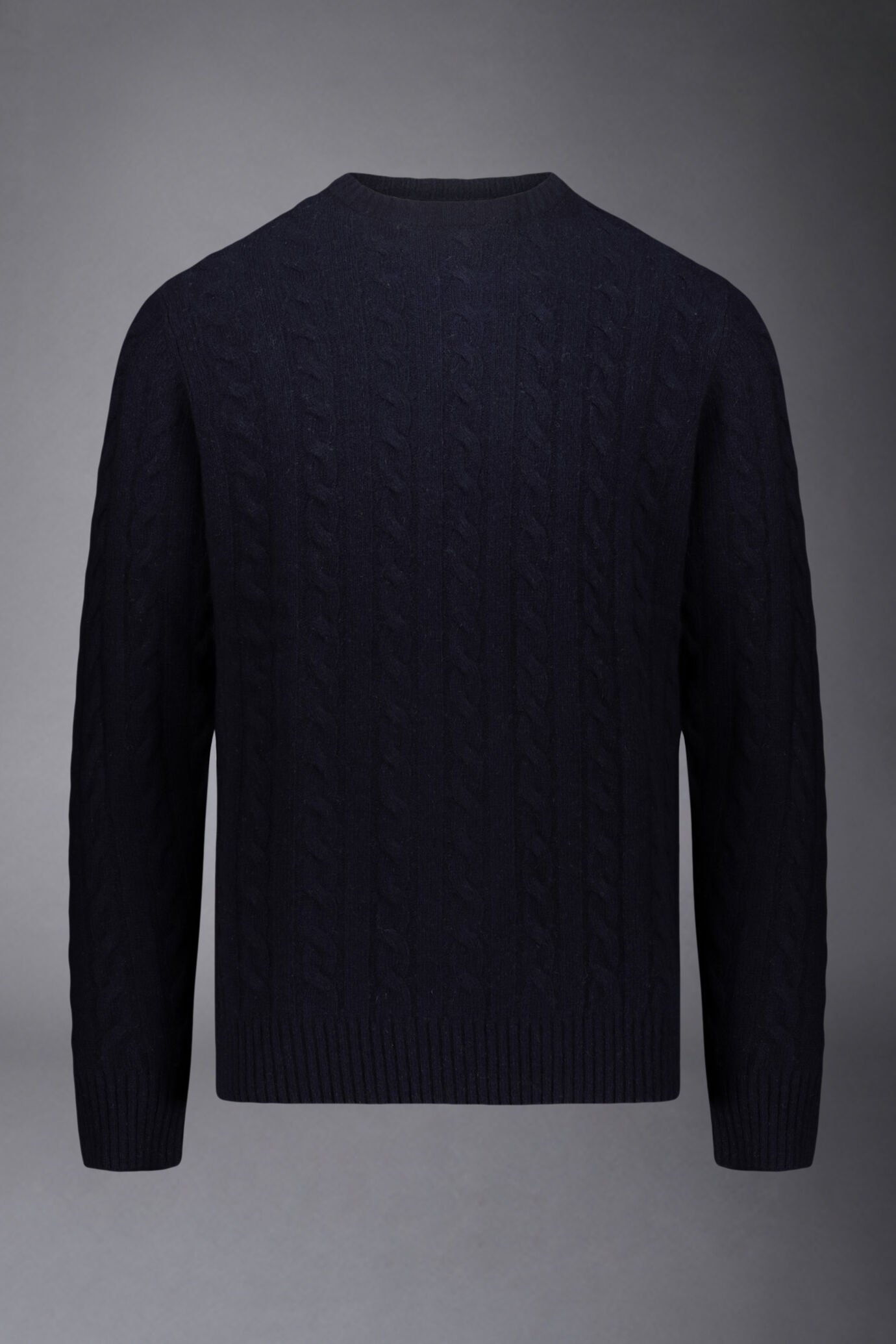 Maglia uomo a trecce girocollo in misto lana lambswool a regular fit image number 5