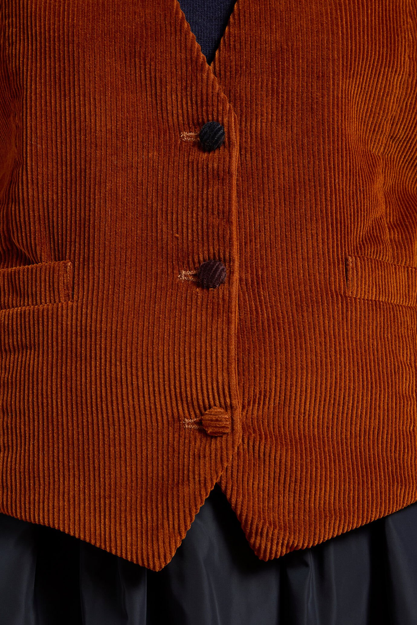 Gilet donna 100% cotone di velluto rigato regular fit image number 3