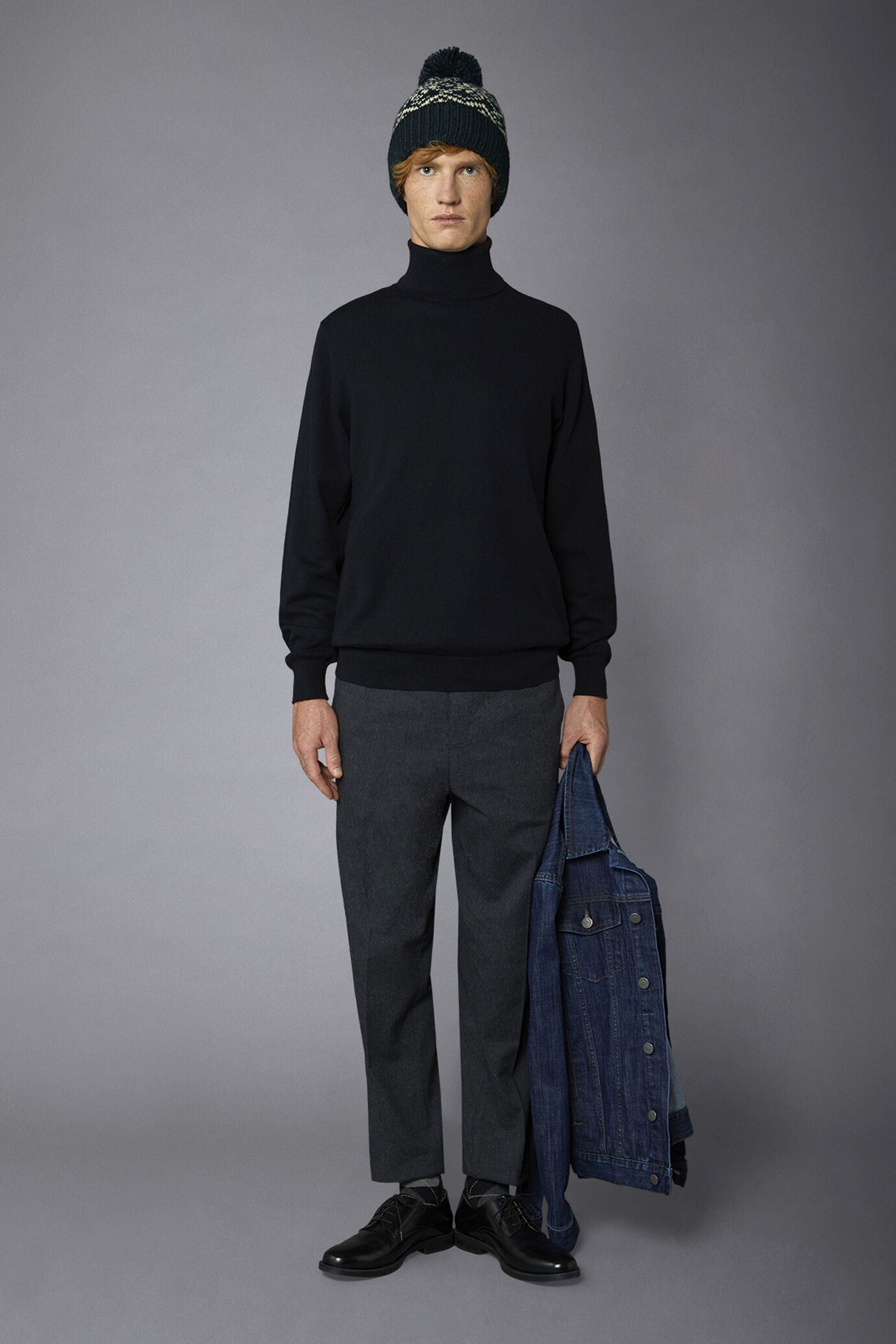 Maglia uomo dolcevita lana e cotone