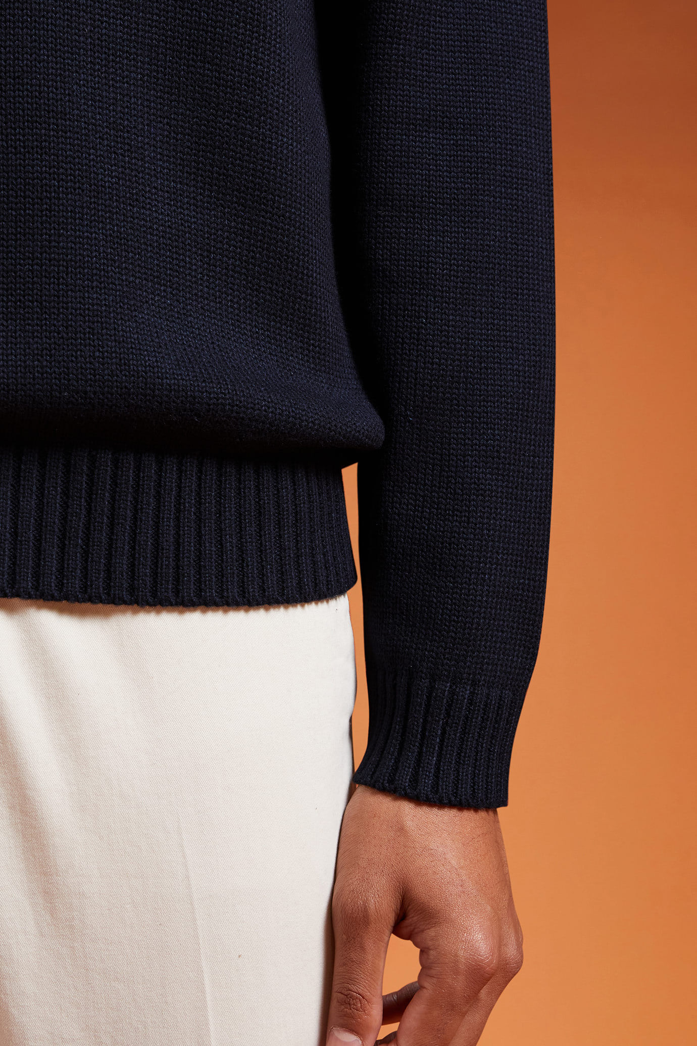 Men's regular fit ribbed knit jumper with a Derby collar image number 3