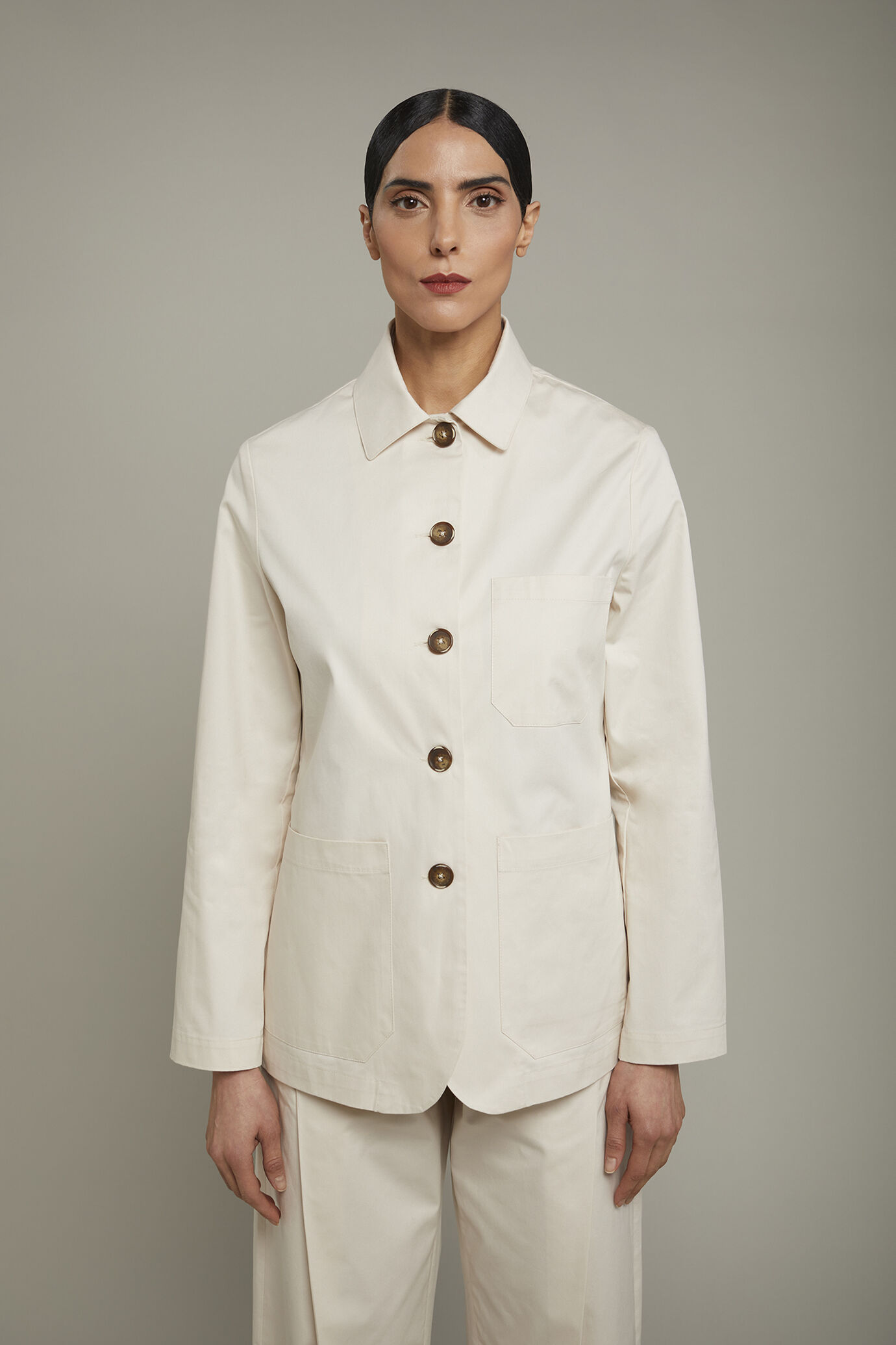 Damenblazer 100 % Baumwolle mit aufgesetzten Taschen in normaler Passform image number 2