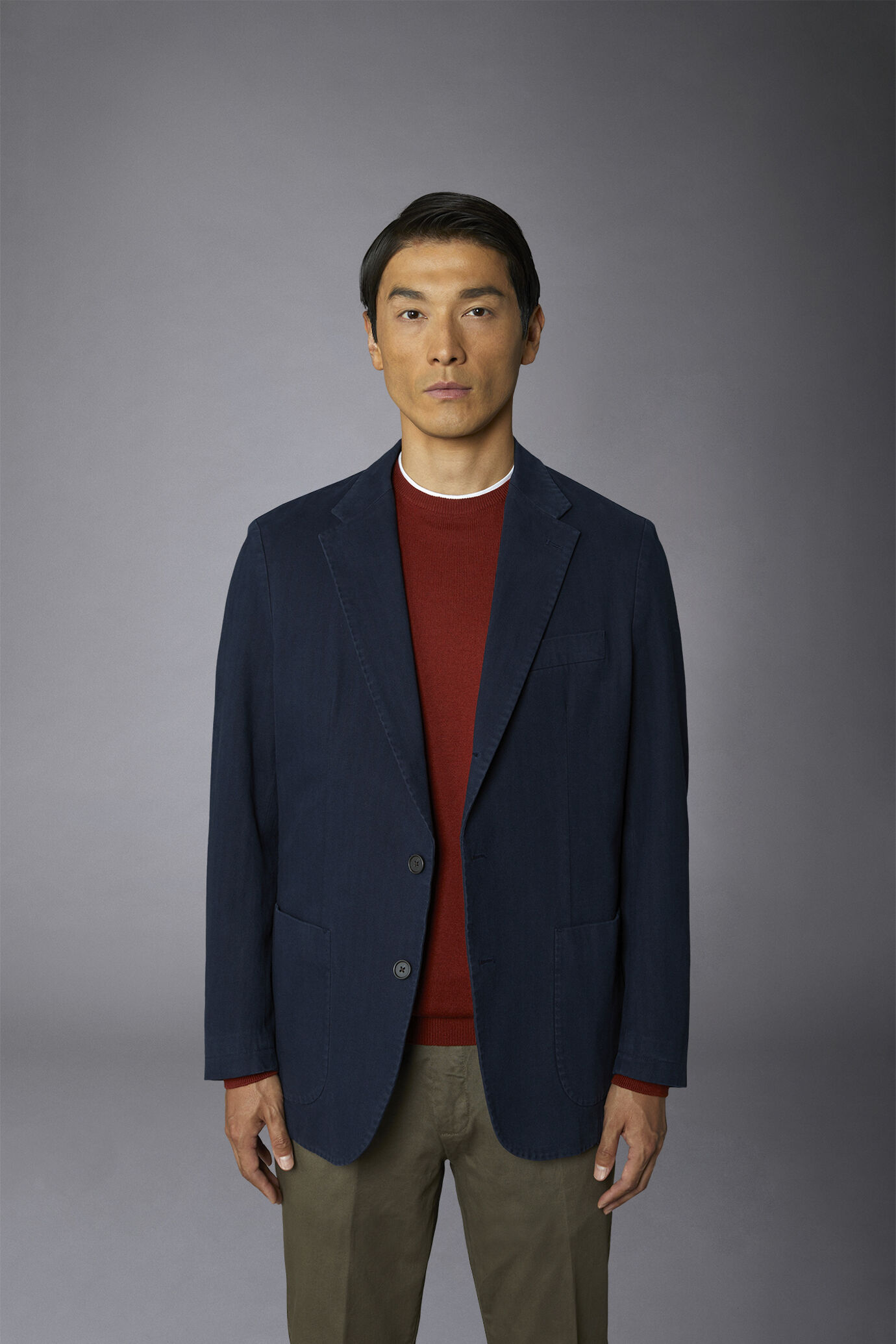 Veste à simple boutonnage avec poche plaquée design harringbone coupe régulière image number 2