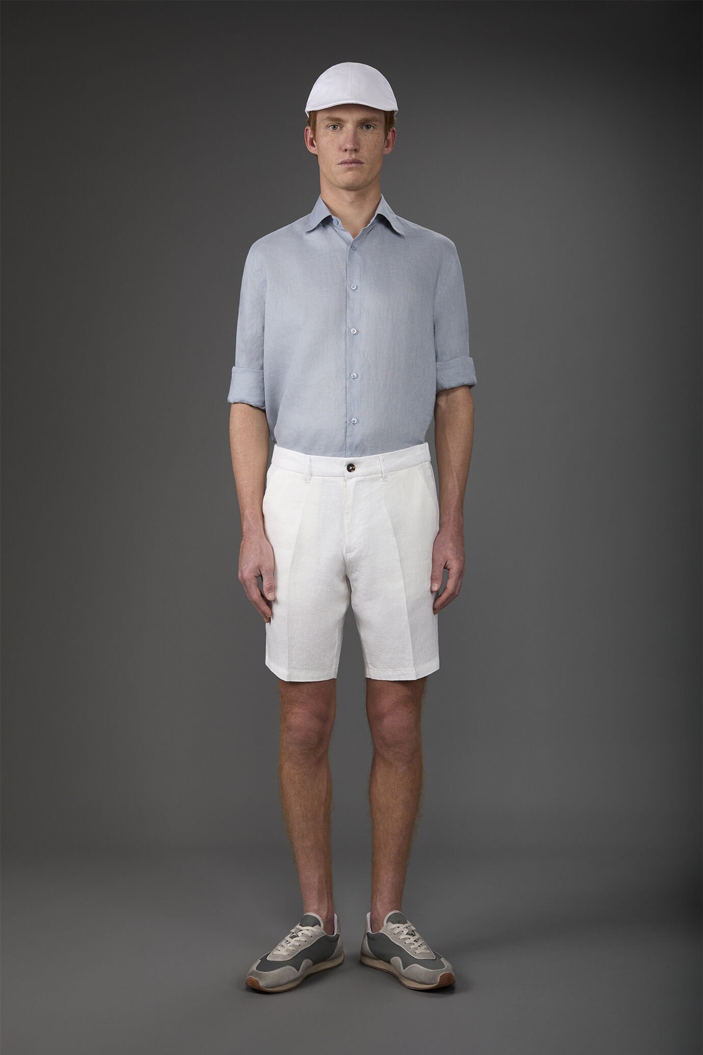 Bermuda homme avec taille élastique, 100% lin