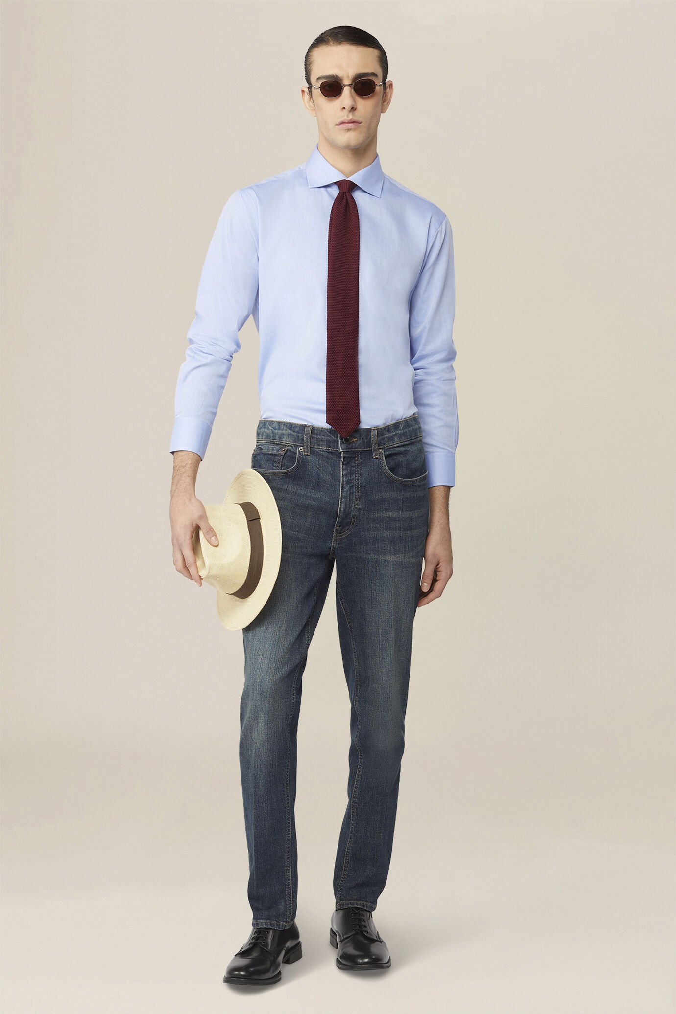 Klassisches Herrenhemd mit franz&ouml;sischem Kragen aus glattem Twill image number 1