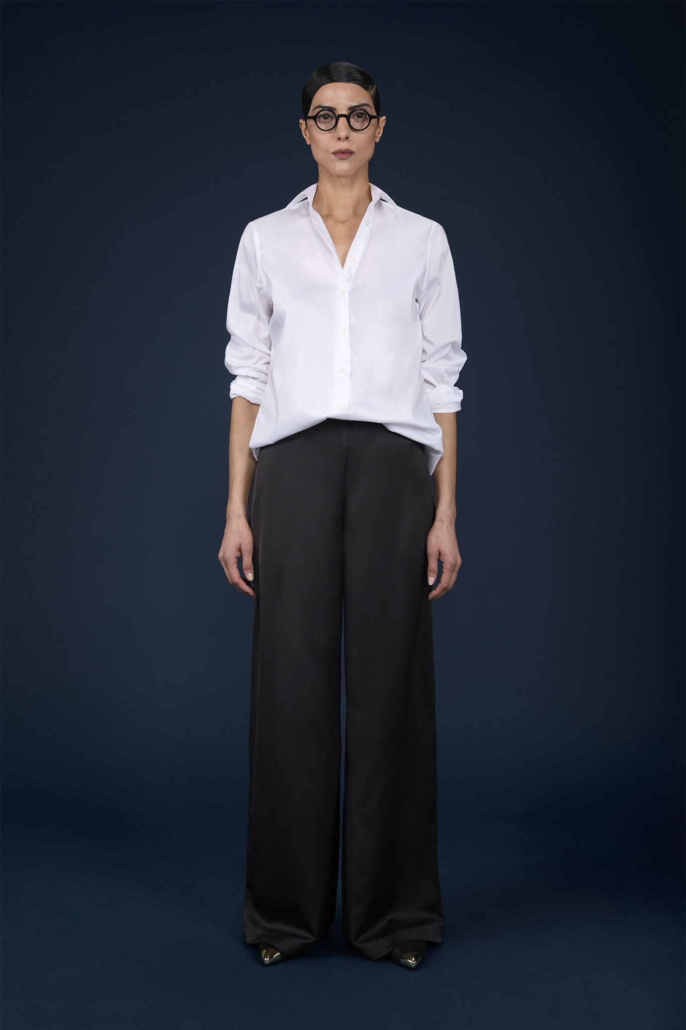 Pantalone donna palazzo con cerniera sul fianco image number 1