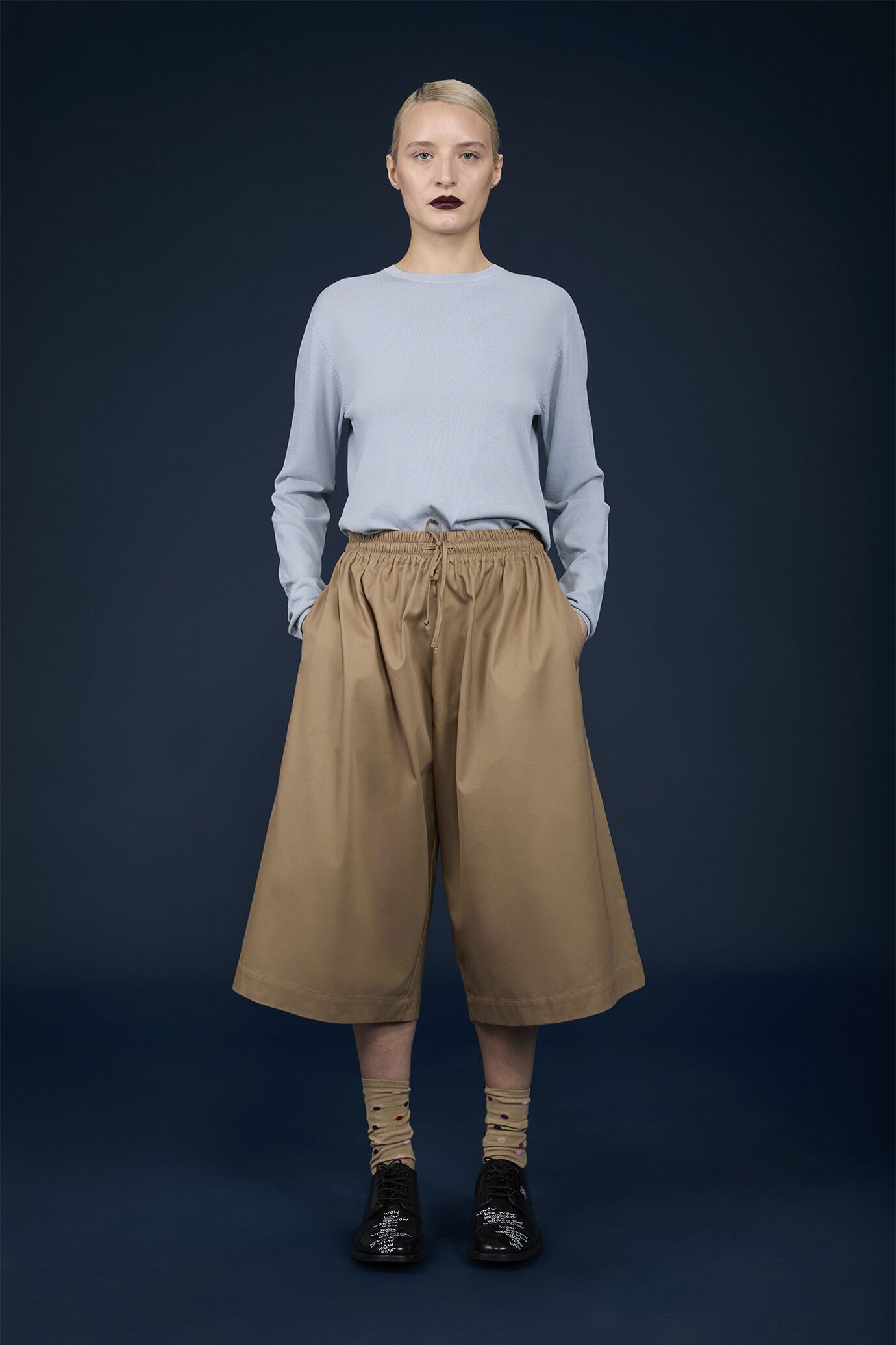 Long Bermuda skirt elastic waist 100% cotton