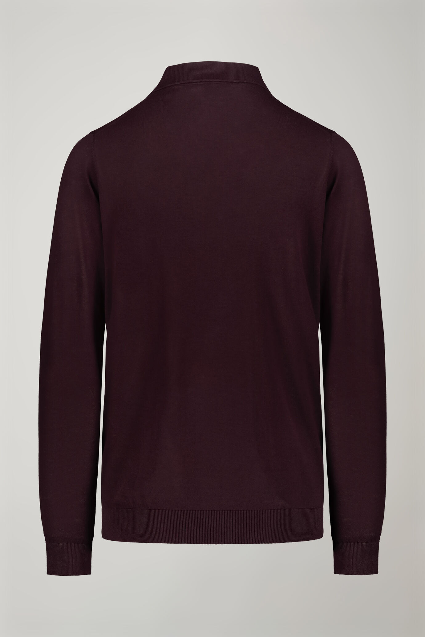 Herren-Poloshirt mit V-Ausschnitt aus 100 % Baumwollstrick und langen &Auml;rmeln in normaler Passform image number 5