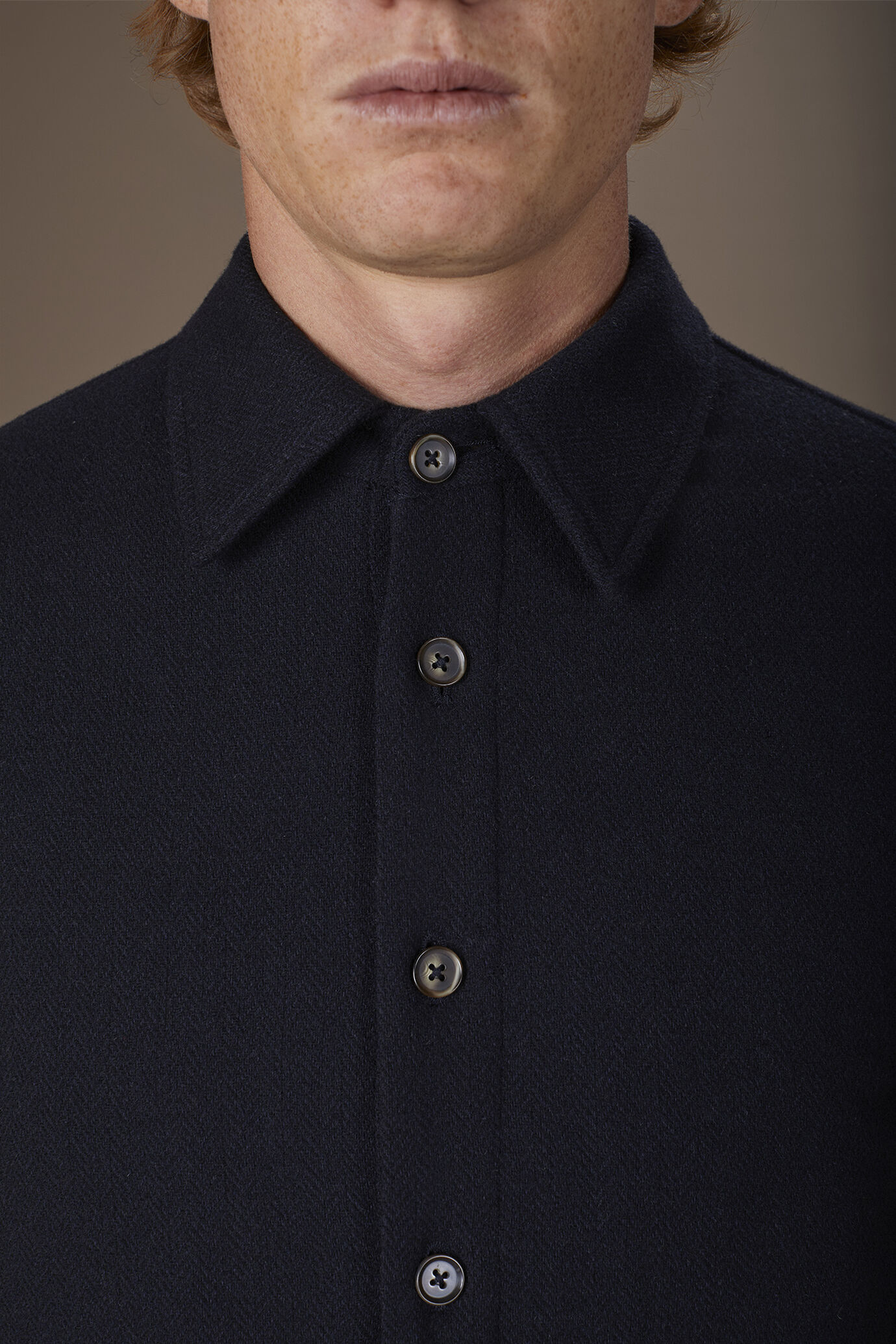 Men's regular fit overshirt in herringbone wool blend fabric image number 2