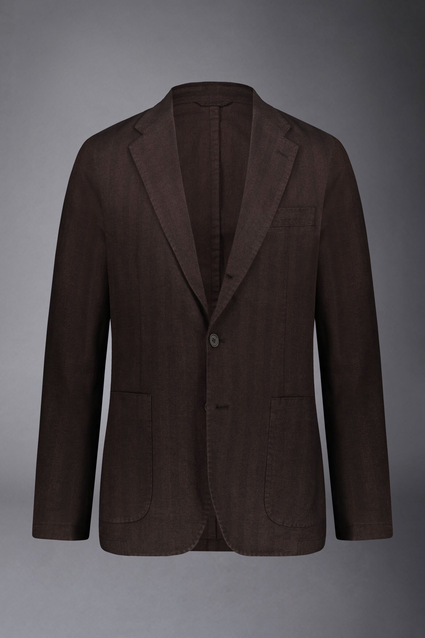 Einreihige Jacke aus gewaschenem Stoff mit Fischgrätmuster, normale Passform image number 5
