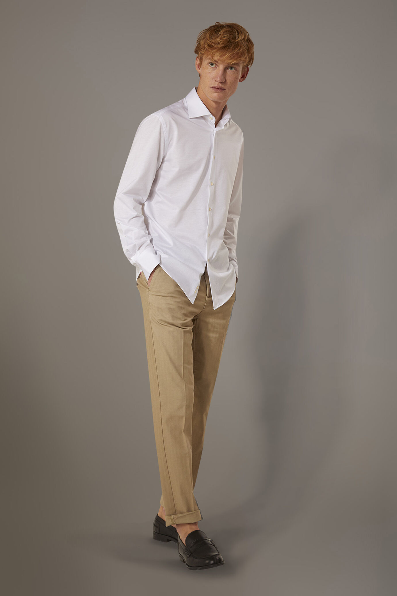 Pantalone chino regular fit costruzione a spina di pesce image number 0