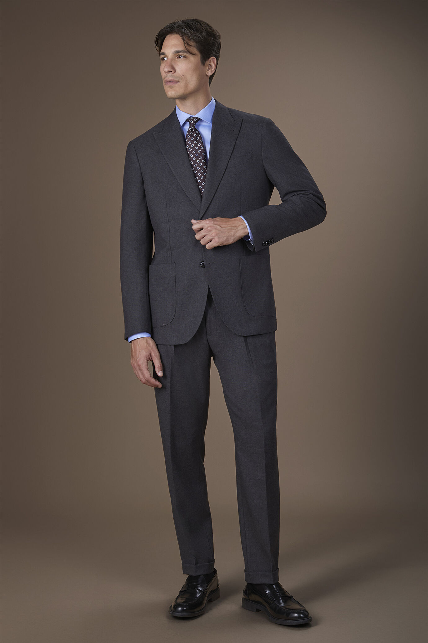 Men's 100% Cotton French collar classic shirt twill construction image number 1