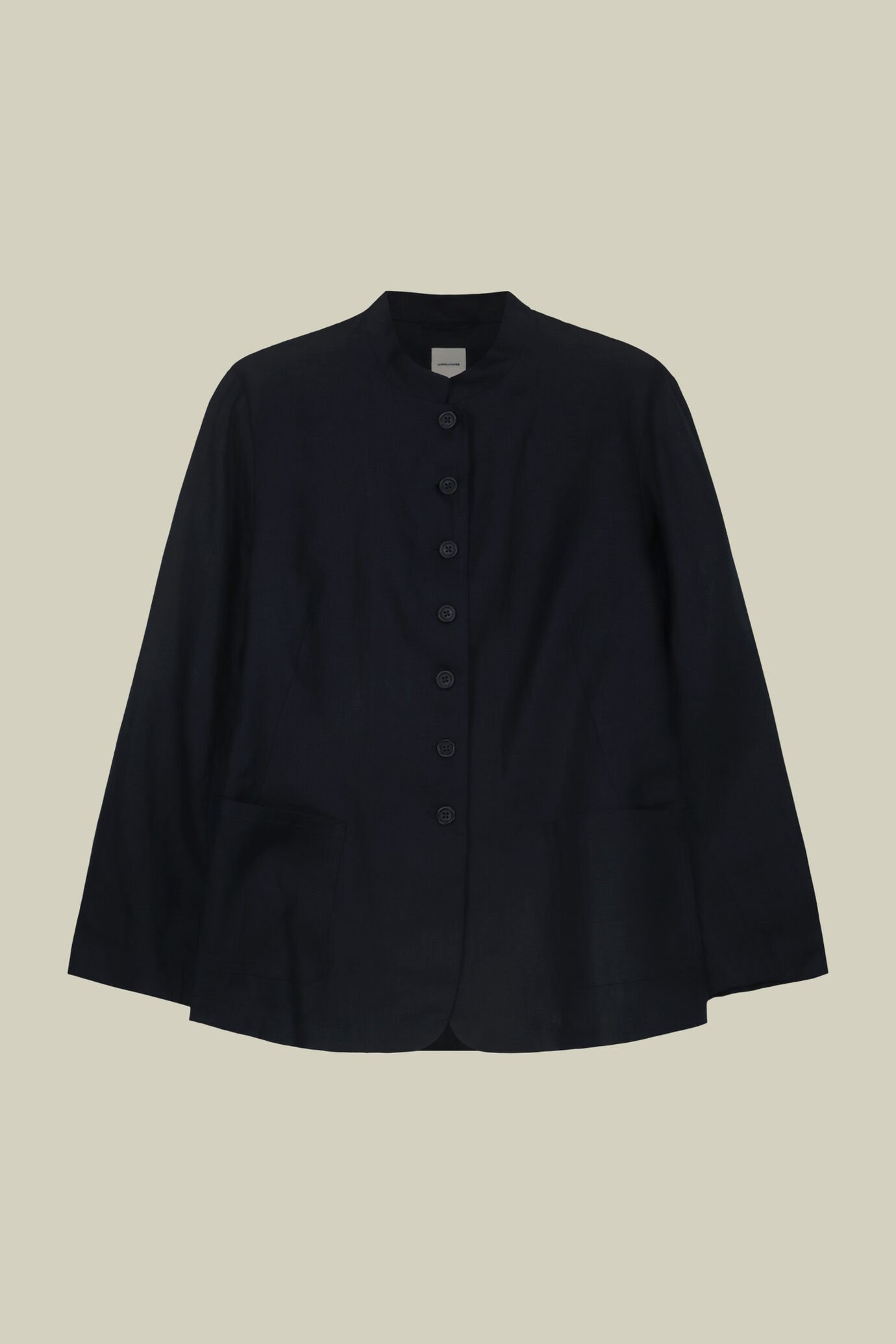 Veste pour femme à simple boutonnage et col mandarin en 100 % lin