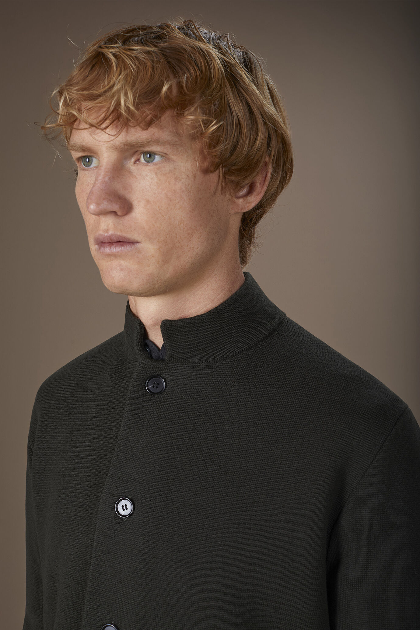 Giacca uomo in maglia punto milano con collo alla coreana in 100% cotone regular fit image number 2