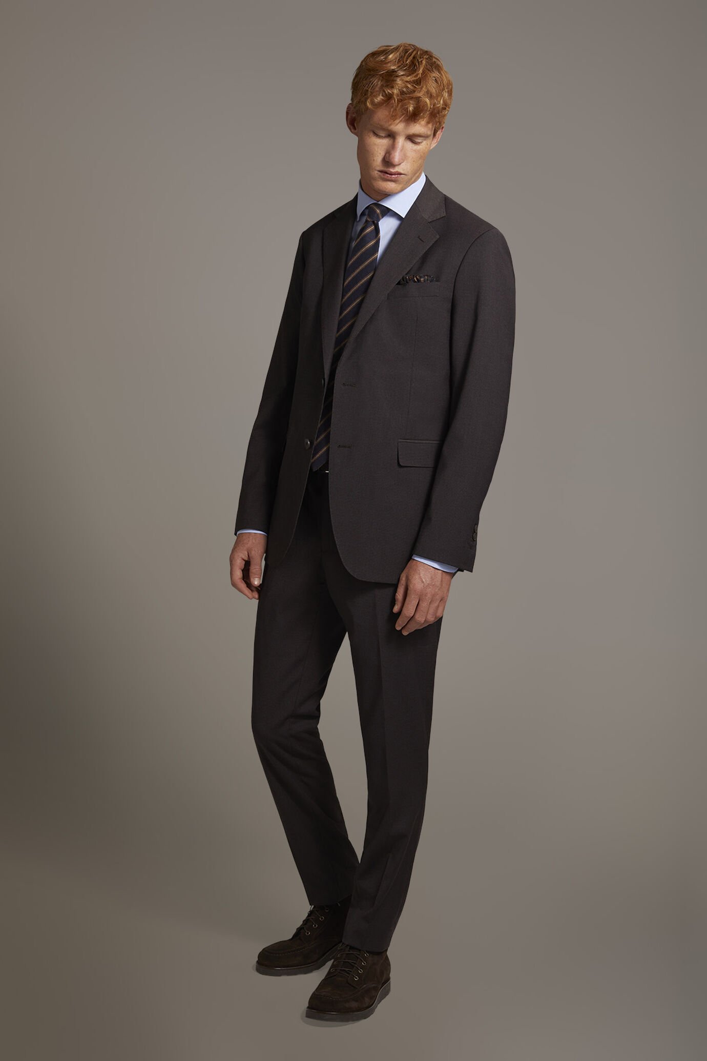 Regular fit single-breasted suit in micro pied de poule fabric image number 1