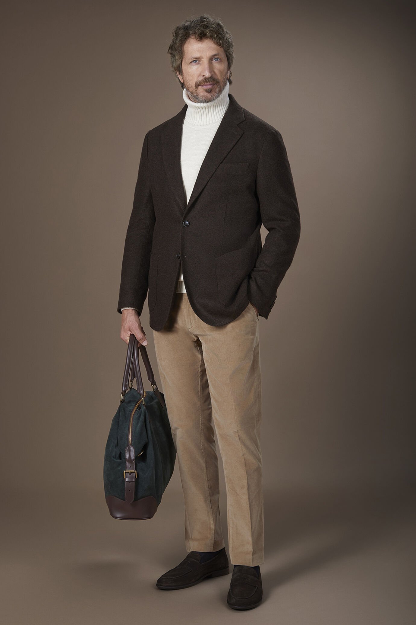 Veste homme croisée simple sans doublure en laine mélangée coupe regular fit