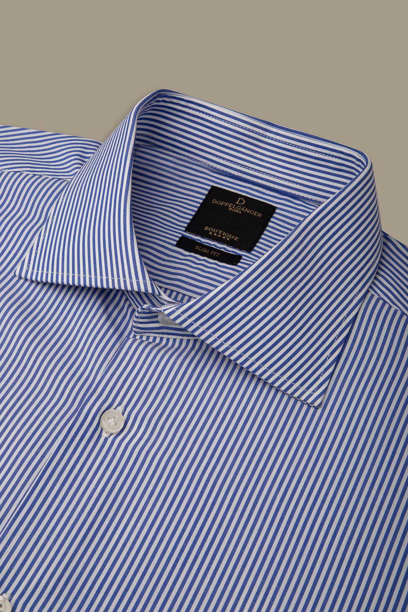 Camicia classica uomo collo francese tinto filo a righe con pinces image number 0