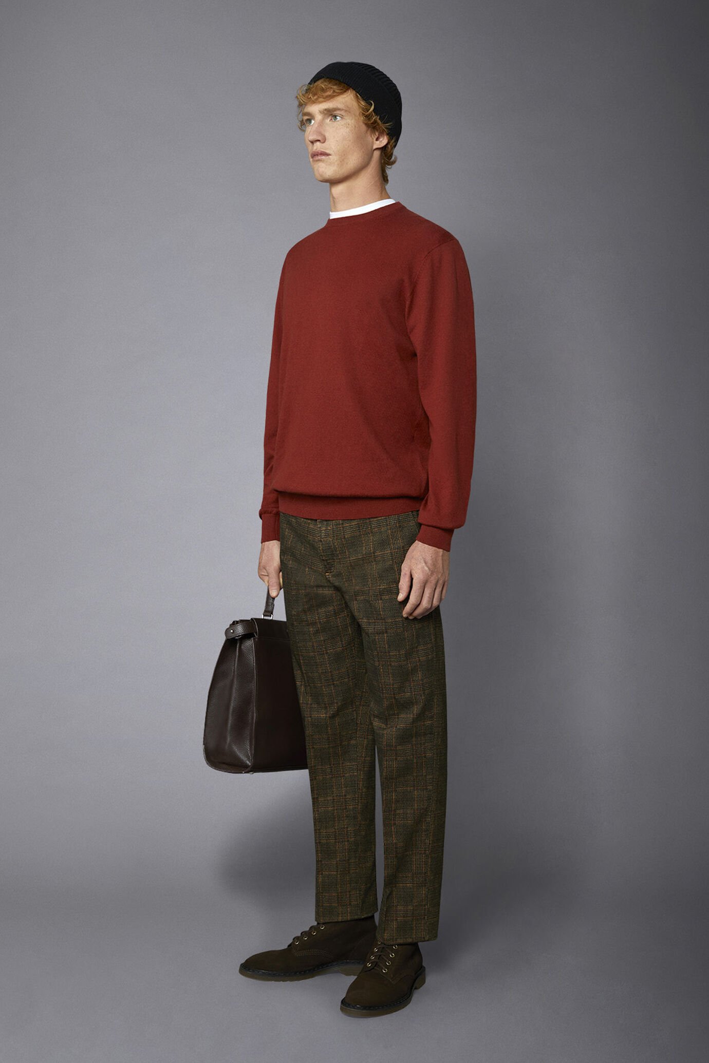 Men's roundneck wool and cotton sweater image number 1